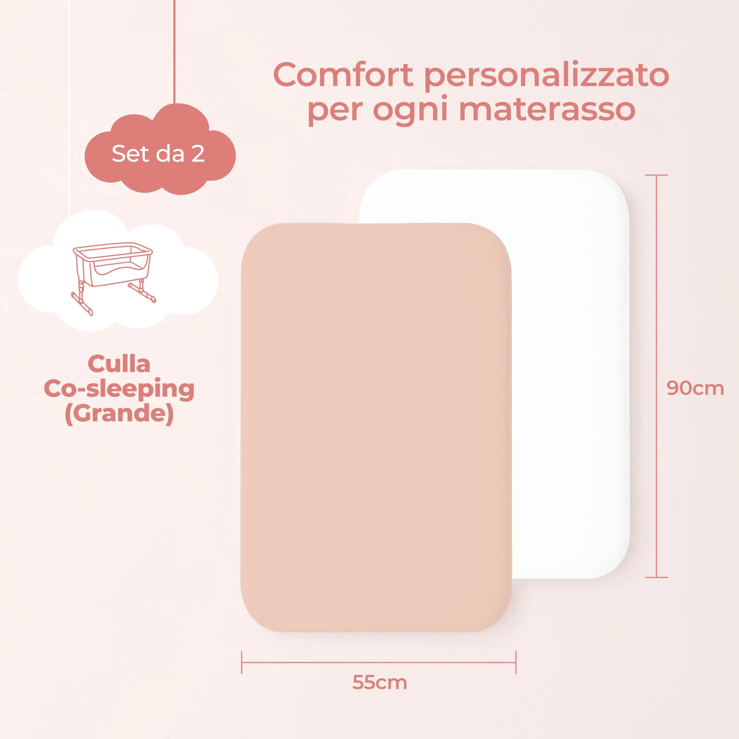 Dreamzie Set da 2 Lenzuola Culla 55x90 cm 100% Cotone - immagine 2