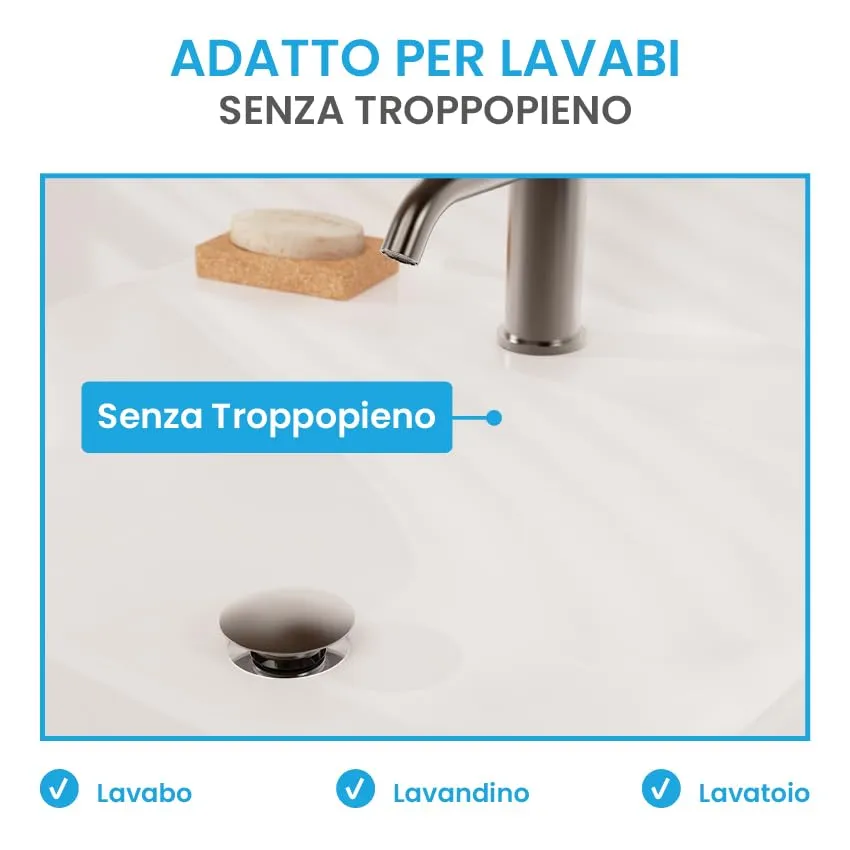 Bächlein Scarico Universale senza Troppopieno, Valvola Pop-up per Lavabo e Lavandino in Ottone, Antracite - immagine 5