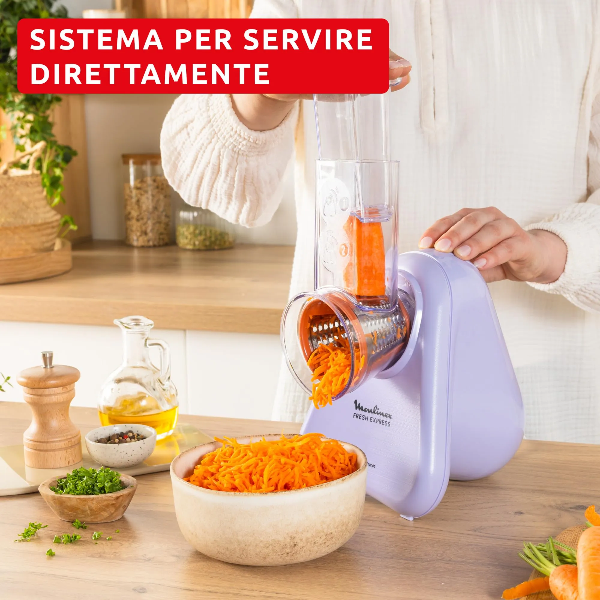 Moulinex Fresh Express Tritaverdure Elettrico 4 in 1, Lilla, DK8546 - immagine 3