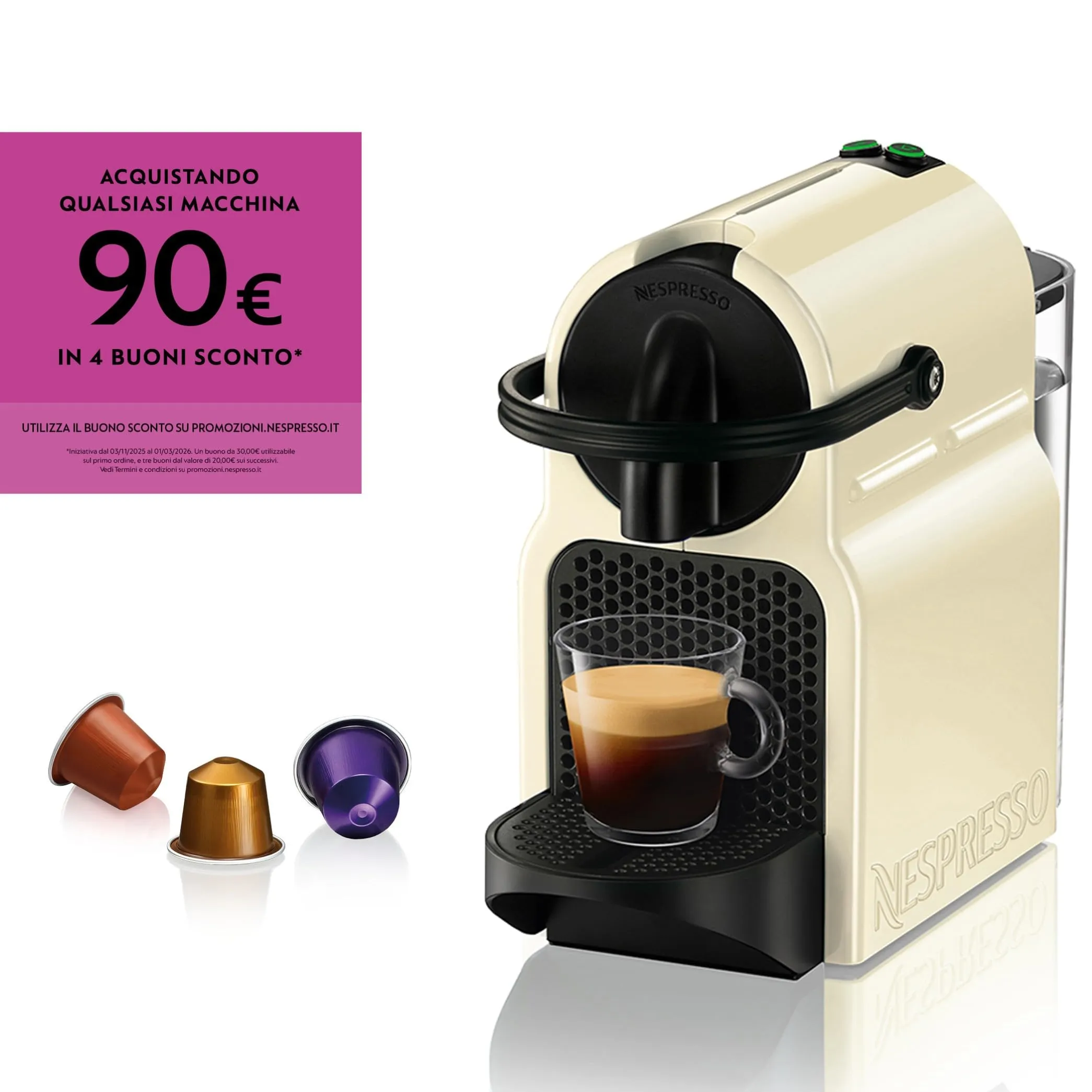 Nespresso DeLonghi Inissia EN 80.CW Vanille - immagine 4