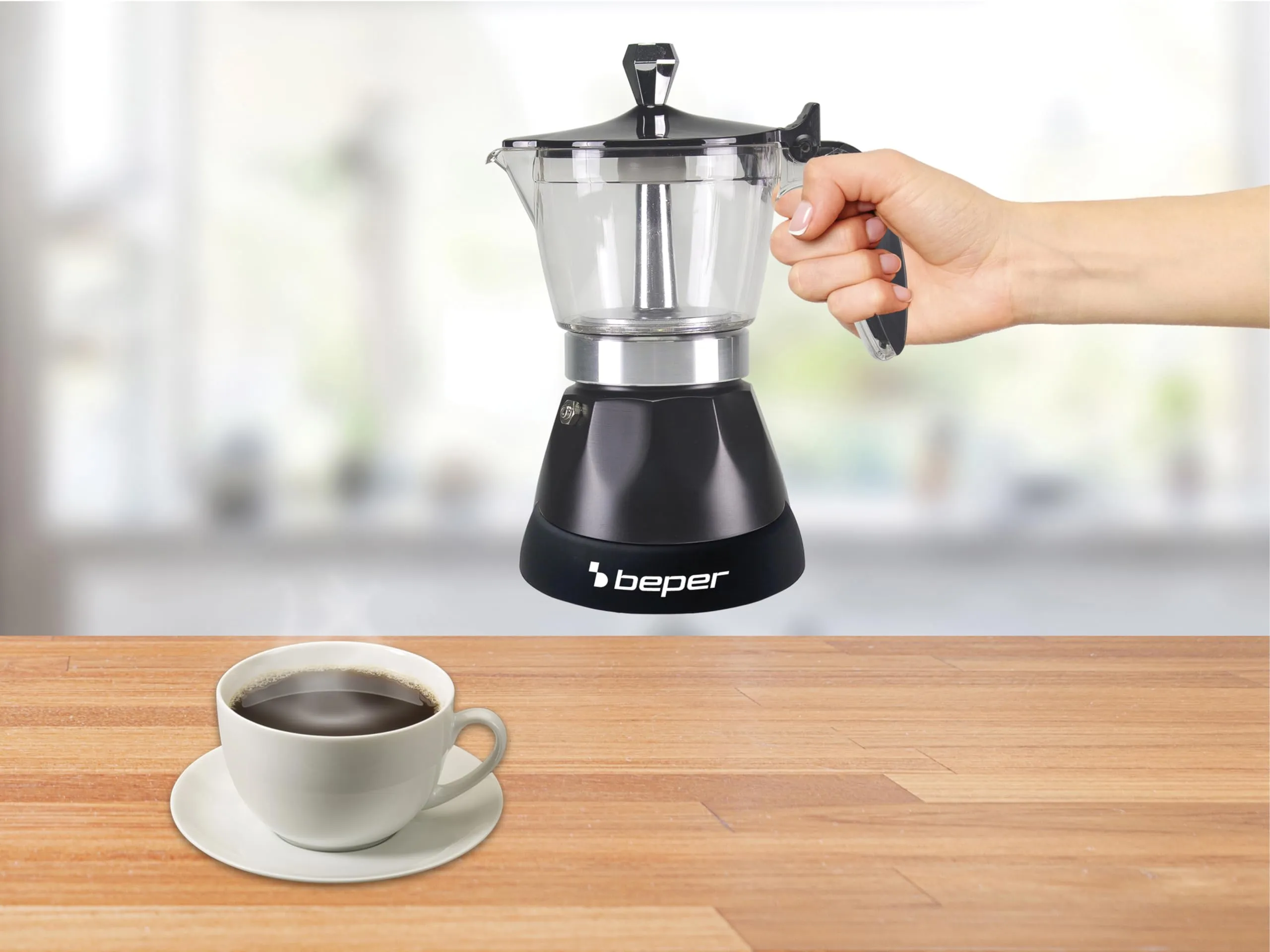 Beper BC.040N Caffettiera Elettrica, 3 Tazze, Nera - immagine 9