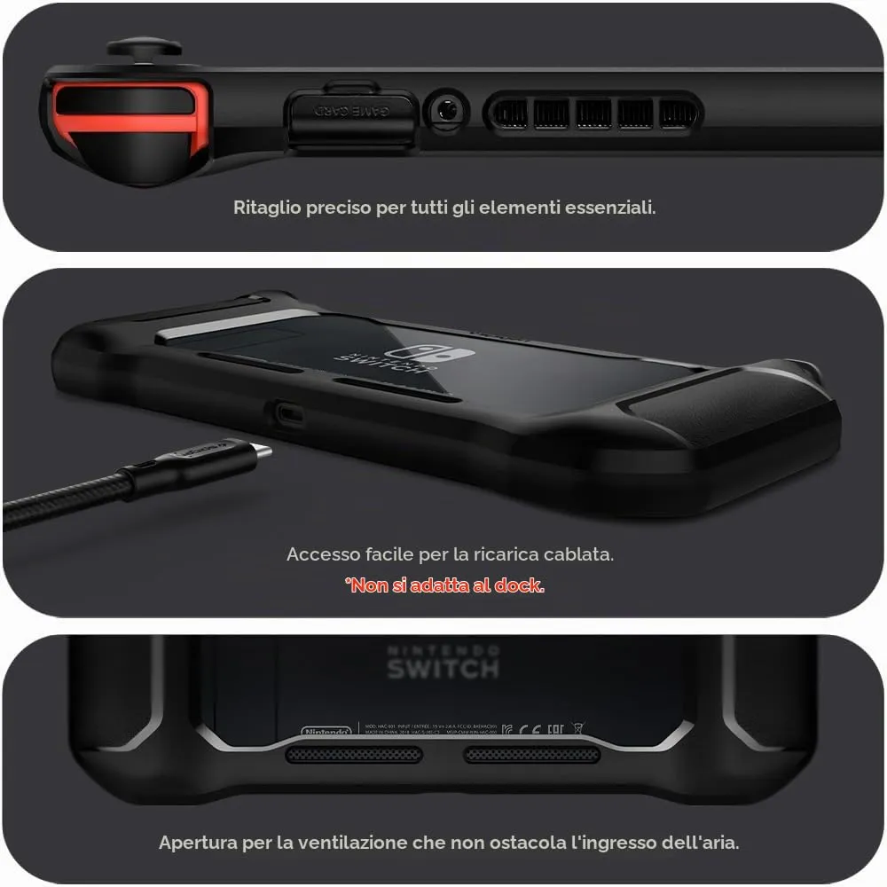 Spigen Rugged Armor Custodia per Nintendo Switch - Nero Opaco - immagine 7