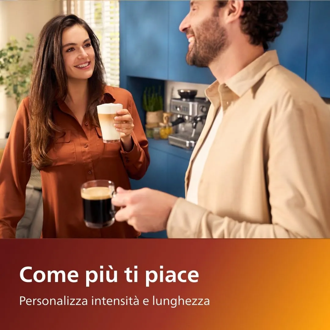 Philips 5400 Macchina Caffè Automatica LatteGo EP5447/90, 12 bevande, Cromo Nero - immagine 3