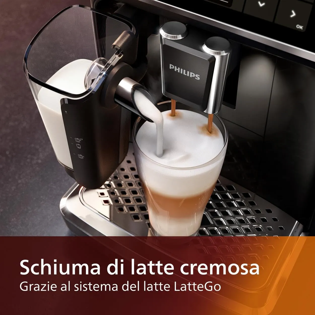 Philips 5400 Macchina Caffè Automatica EP5441/50 LatteGo, 12 bevande, Nero - immagine 3