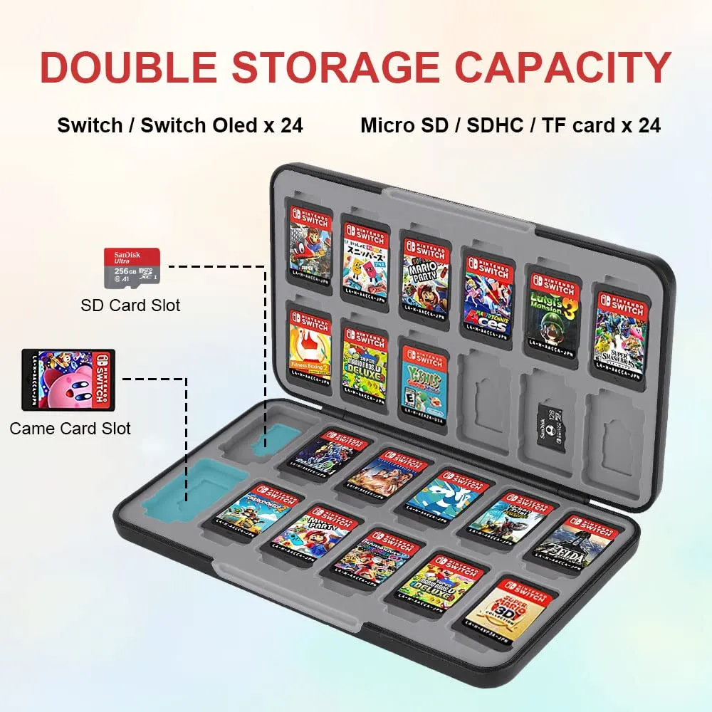 Vicloon Custodia Porta Cartucce per Nintendo Switch, Switch OLED e Switch Lite, 24 Slot, Nero - immagine 3
