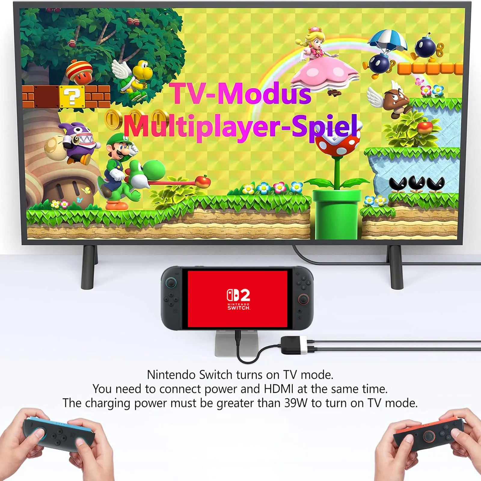 GKEAPZA Switch Dock per Nintendo Switch e OLED, Adattatore TV 3 in 1 con 4K HDMI, USB 3.0 e Type C 100W PD, Docking Station Portatile (Nero) - immagine 3