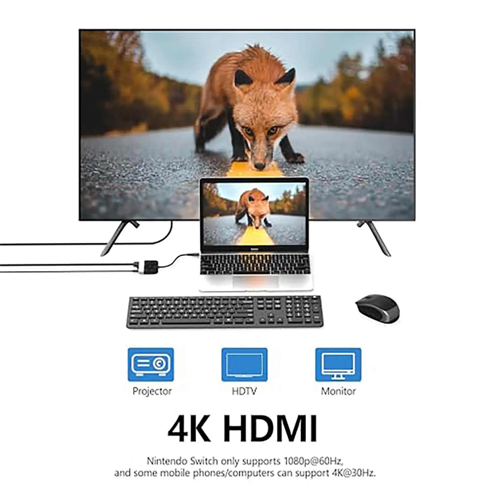 GKEAPZA Switch Dock per Nintendo Switch e OLED, Adattatore TV 3 in 1 con 4K HDMI, USB 3.0 e Type C 100W PD, Docking Station Portatile (Nero) - immagine 4