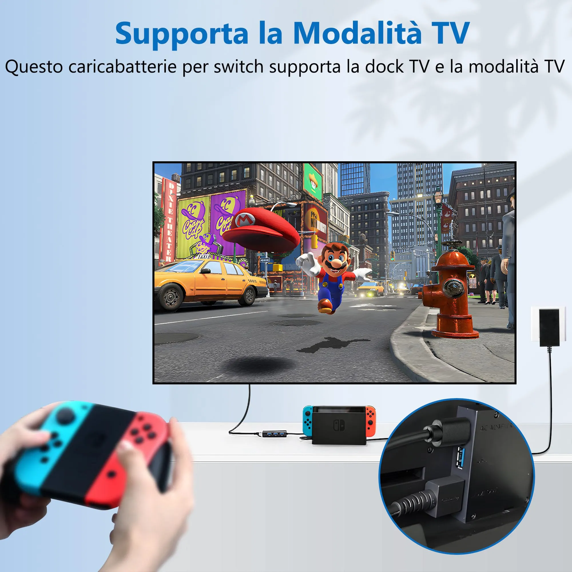 Xahpower 39W Caricatore per Nintendo Switch, Switch OLED, Switch Lite, Switch Dock e Pro Controller, Supporto Modalità TV, 1,5m - immagine 3