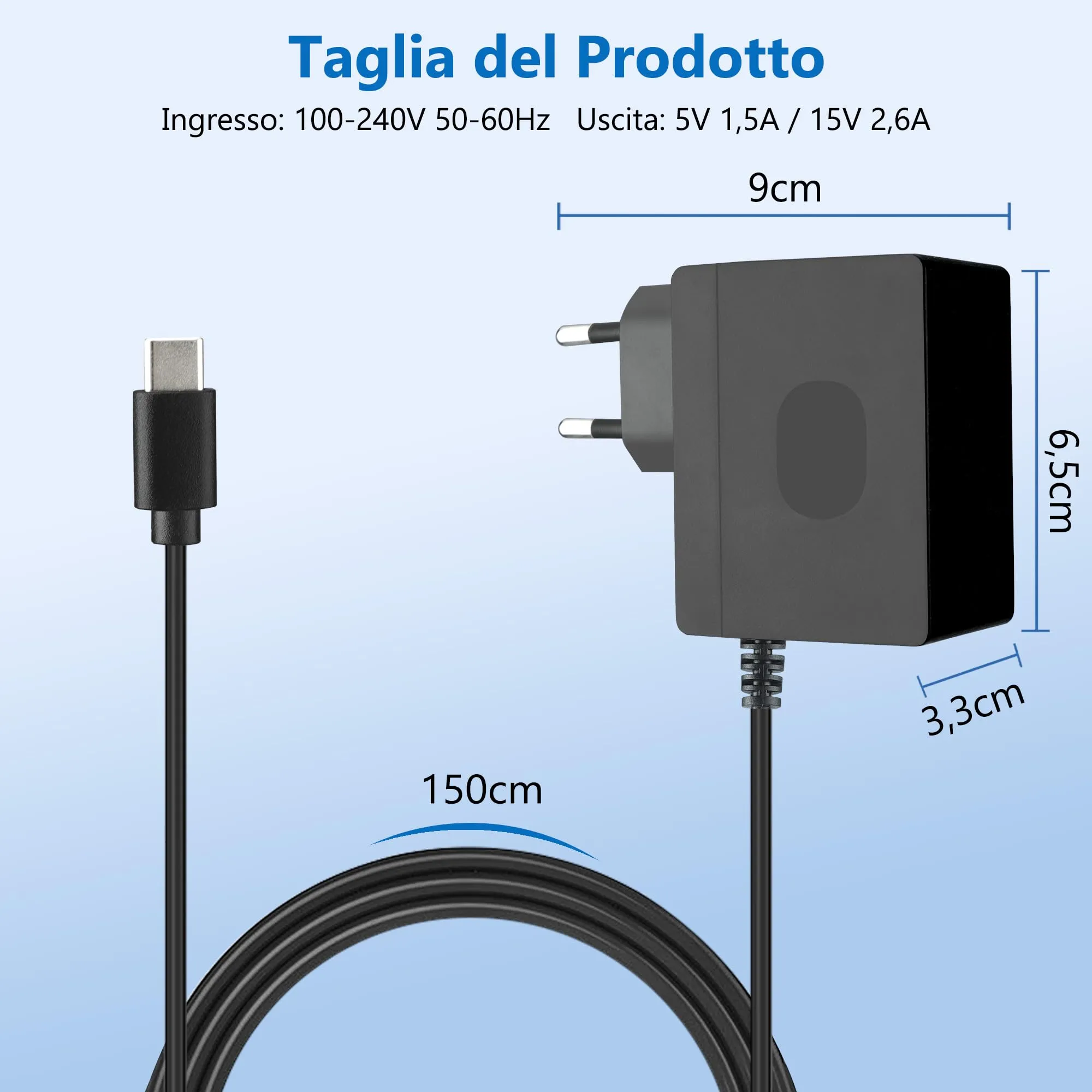 Xahpower 39W Caricatore per Nintendo Switch, Switch OLED, Switch Lite, Switch Dock e Pro Controller, Supporto Modalità TV, 1,5m - immagine 7