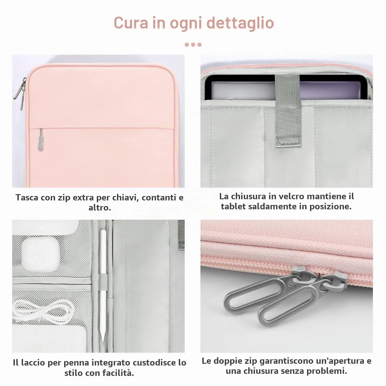Dadanism Tablet Custodia Borsa Portatile 13 Pollici, Rosa - immagine 5