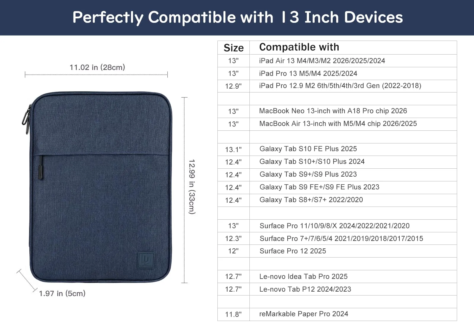 Dadanism Custodia Borsa Portatile per Tablet 13 Pollici, Grigio Blu - immagine 2