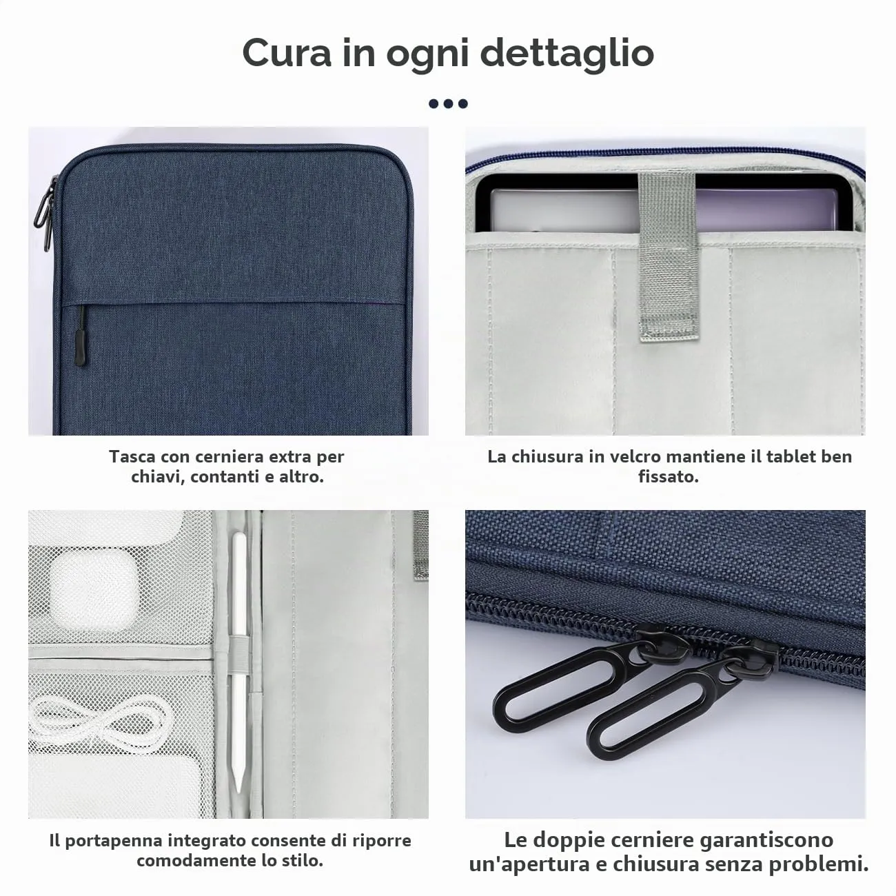Dadanism Custodia Borsa Portatile per Tablet 13 Pollici, Grigio Blu - immagine 5