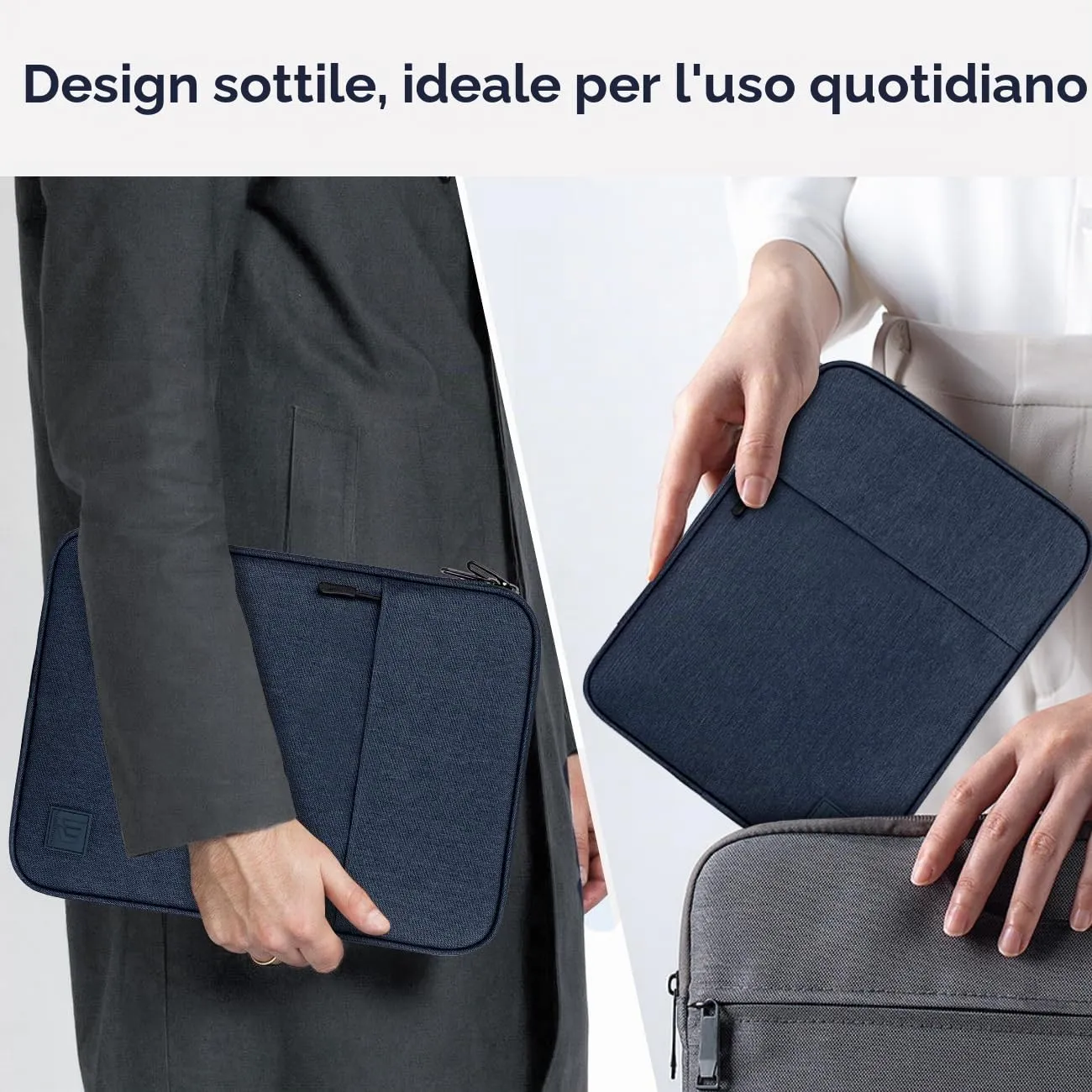 Dadanism Custodia Borsa Portatile per Tablet 13 Pollici, Grigio Blu - immagine 7