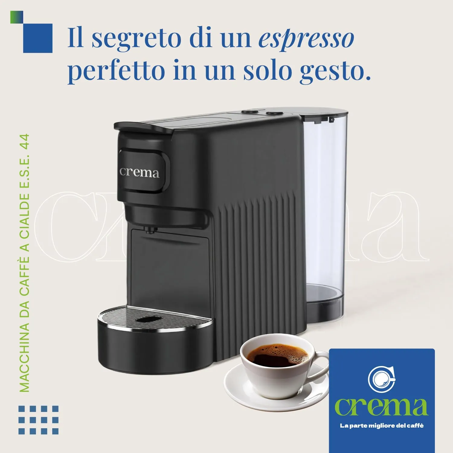 ELETTROFIX Macchina Caffè Cialde E.S.E., Serbatoio 1.2L, Spegnimento Automatico, Vassoio Regolabile - Nero - immagine 2