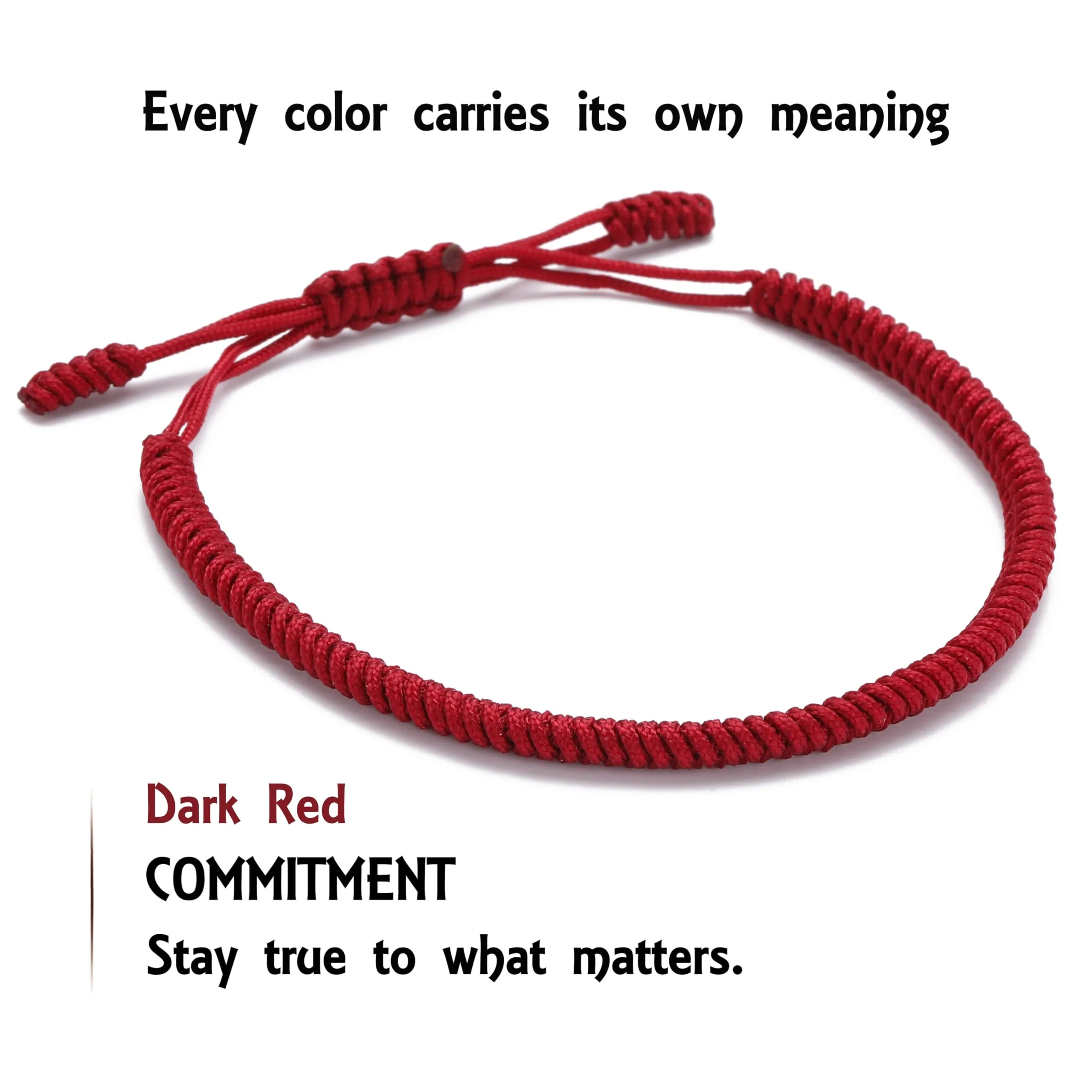 LUCKY BUDDHIST Bracciale Tibetano Buddista Regolabile in Corda Intrecciata con Portachiavi Buddha in Legno - immagine 3