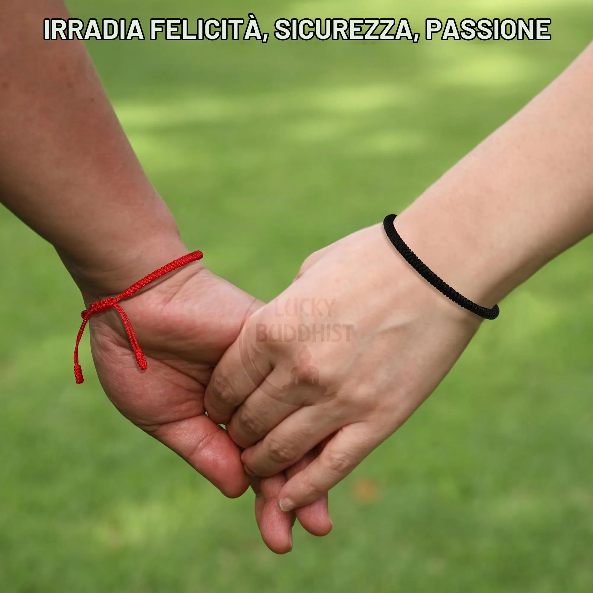 LUCKY BUDDHIST Bracciale Tibetano Buddista Regolabile in Corda Intrecciata con Portachiavi Buddha in Legno - immagine 7