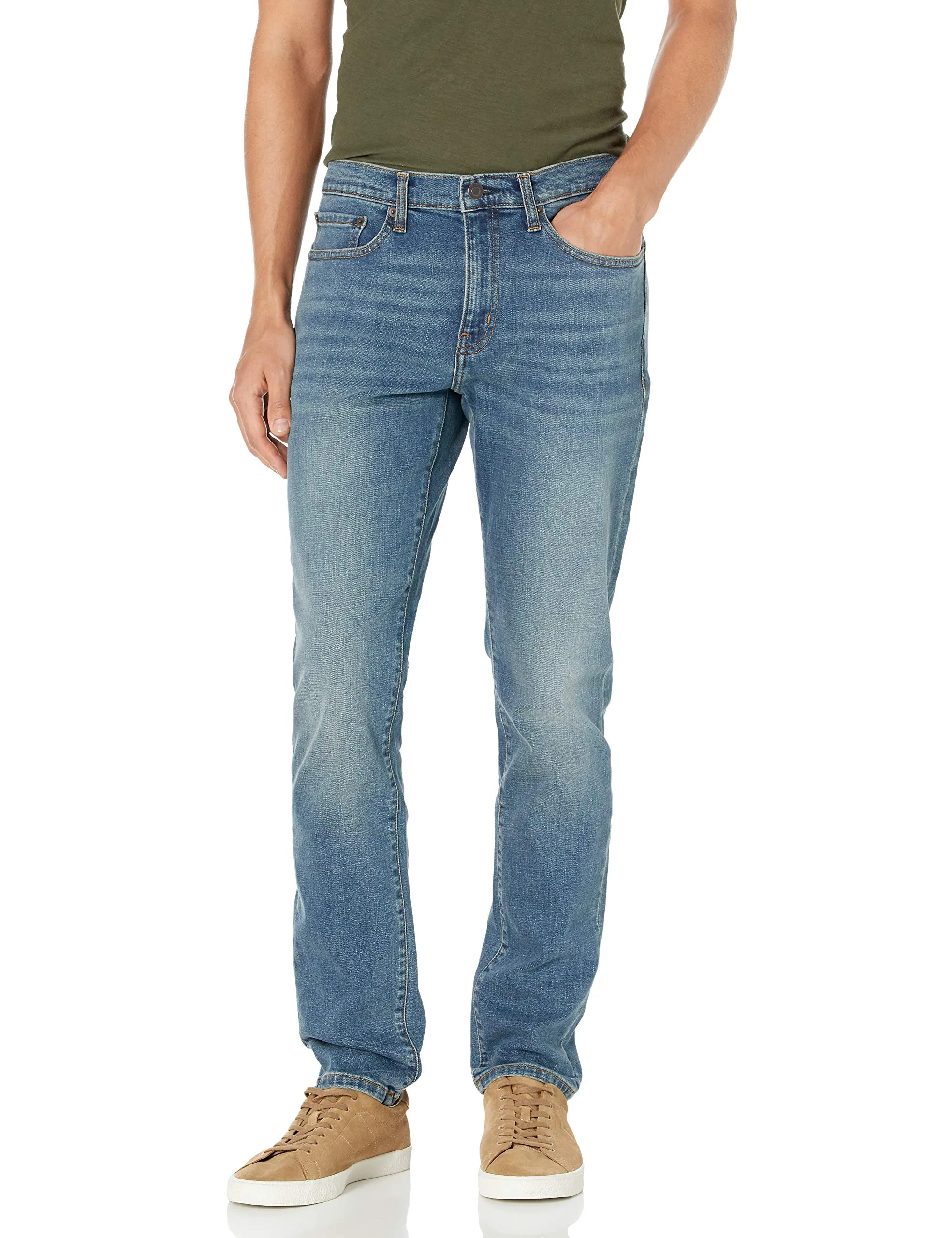 Amazon Essentials Slim Fit Jeans, Blu Medio Vintage, 42W / 32L - immagine 1