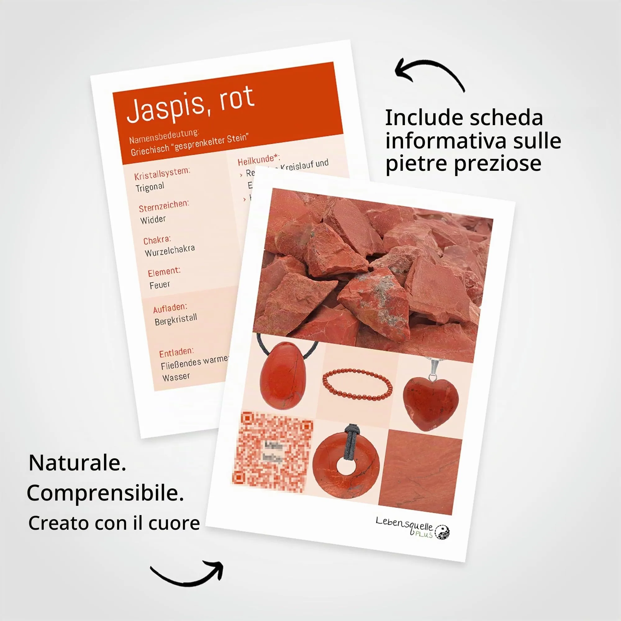 Lebensquelle Plus Mini Bracciale in Diaspro Rosso, Perline 4-5 mm - immagine 4