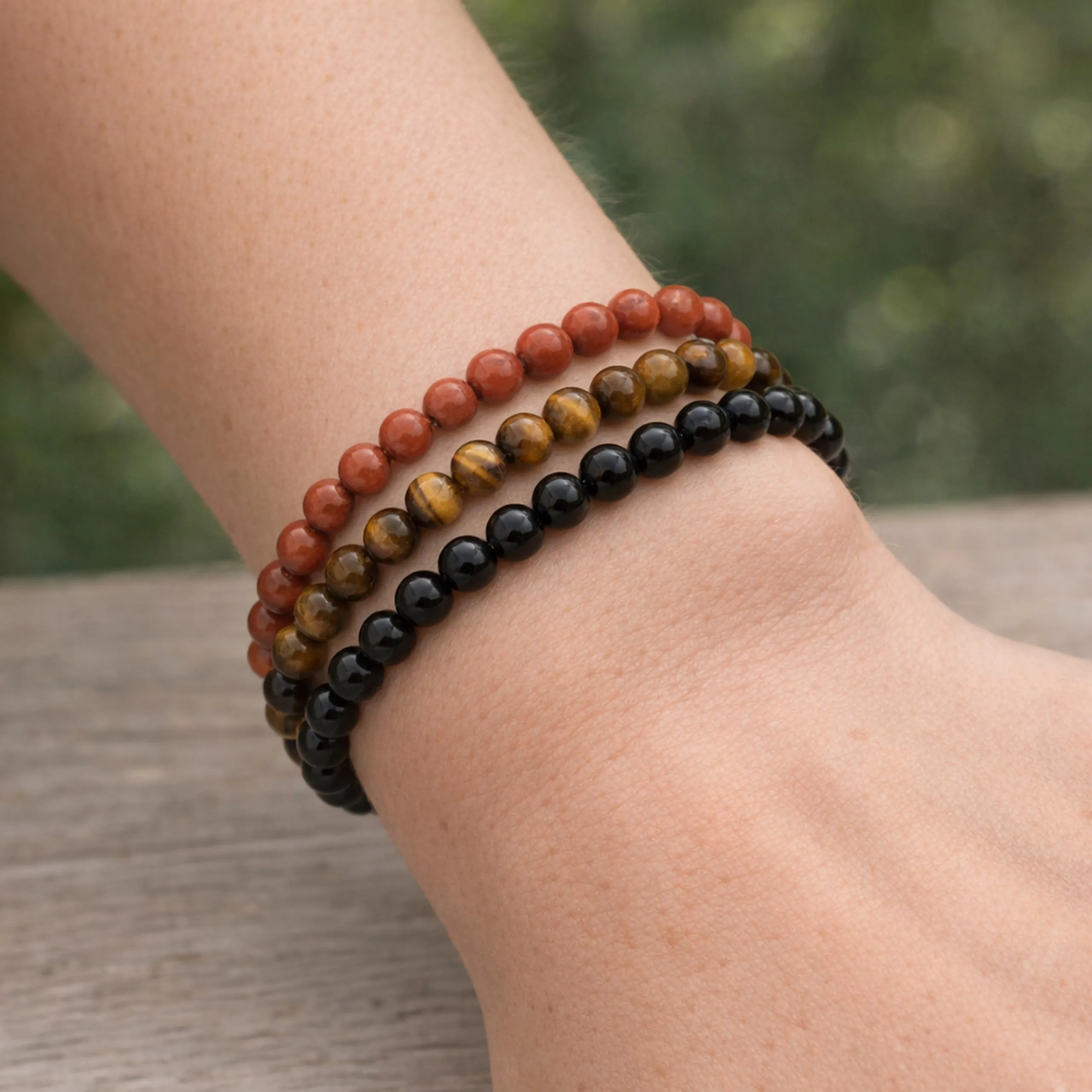 Lebensquelle Plus Mini Bracciale in Diaspro Rosso, Perline 4-5 mm - immagine 5