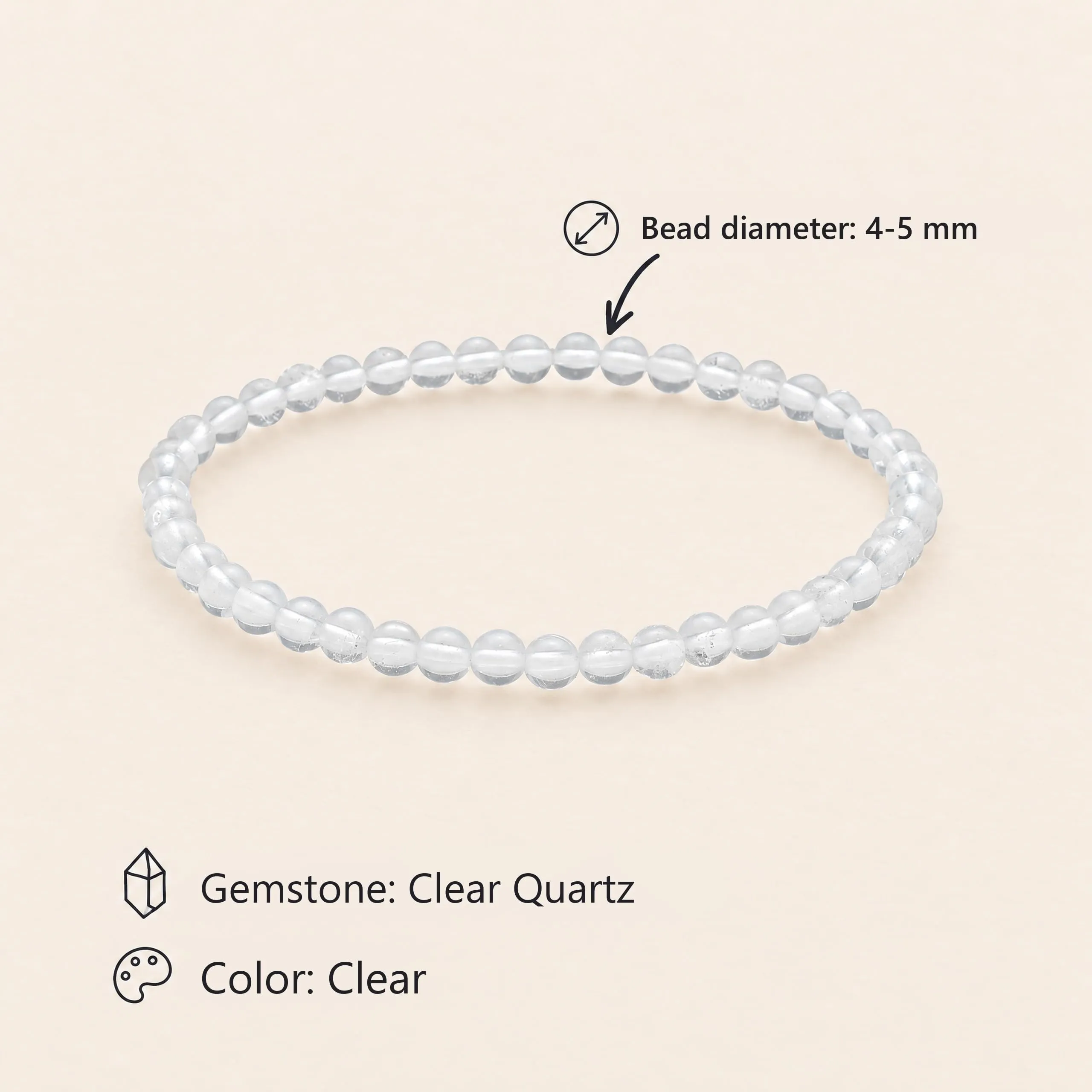 Lebensquelle Plus Mini Bracciale con Perline 4-5 mm Cristallo di Rocca - immagine 3