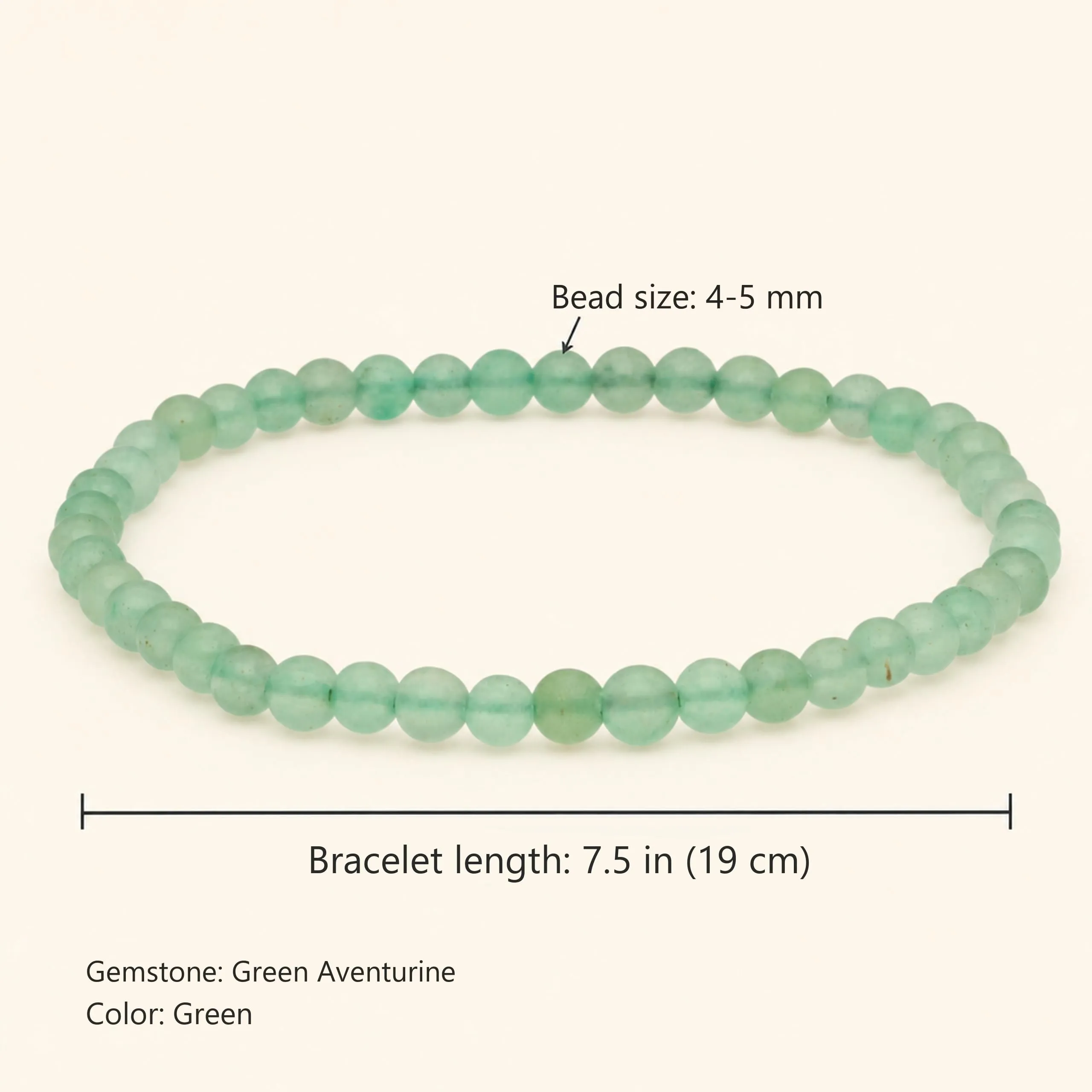 Lebensquelle Plus Mini Bracciale con Perline 4-5 mm - Avventurina Verde - immagine 3