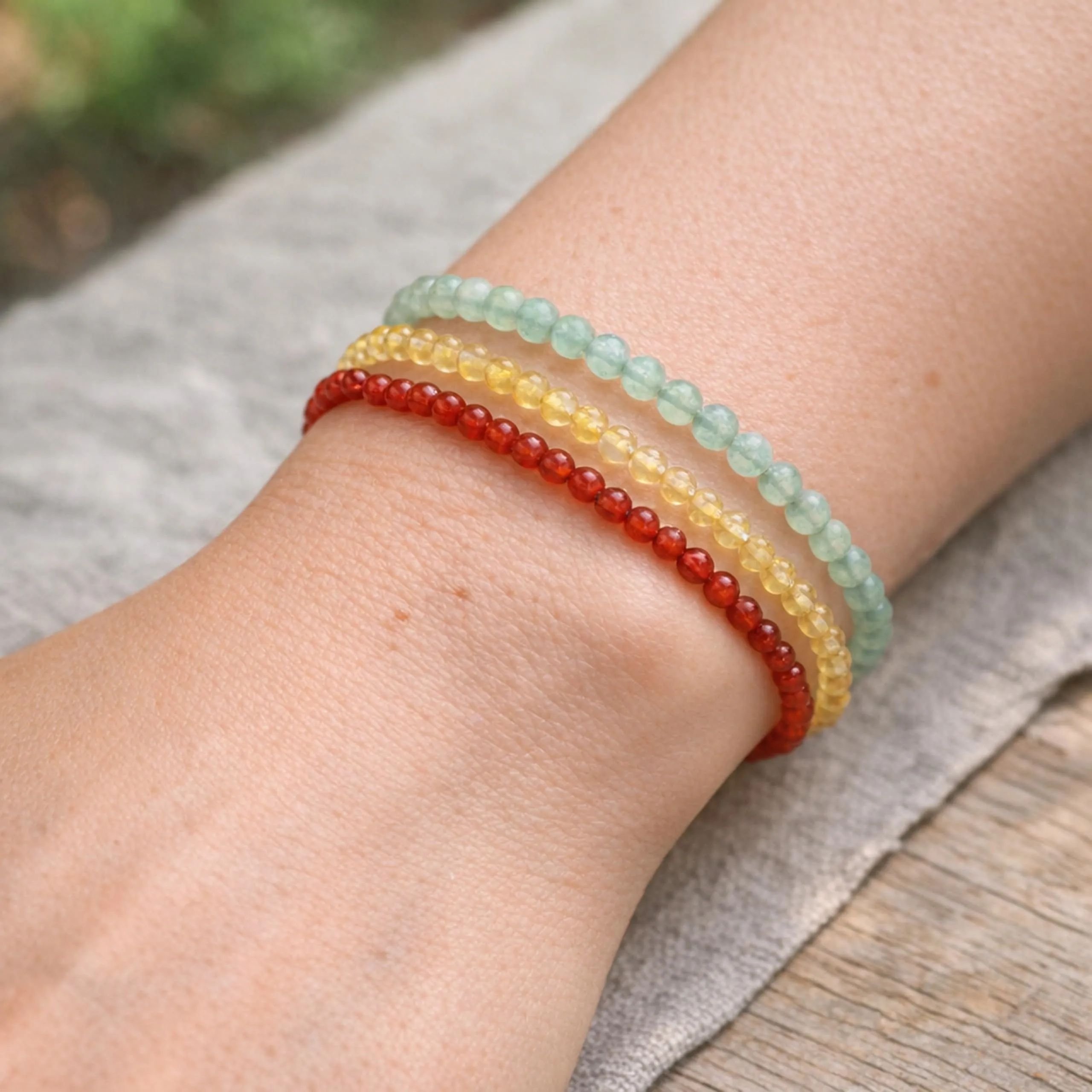 Lebensquelle Plus Mini Bracciale con Perline 4-5 mm - Avventurina Verde - immagine 5