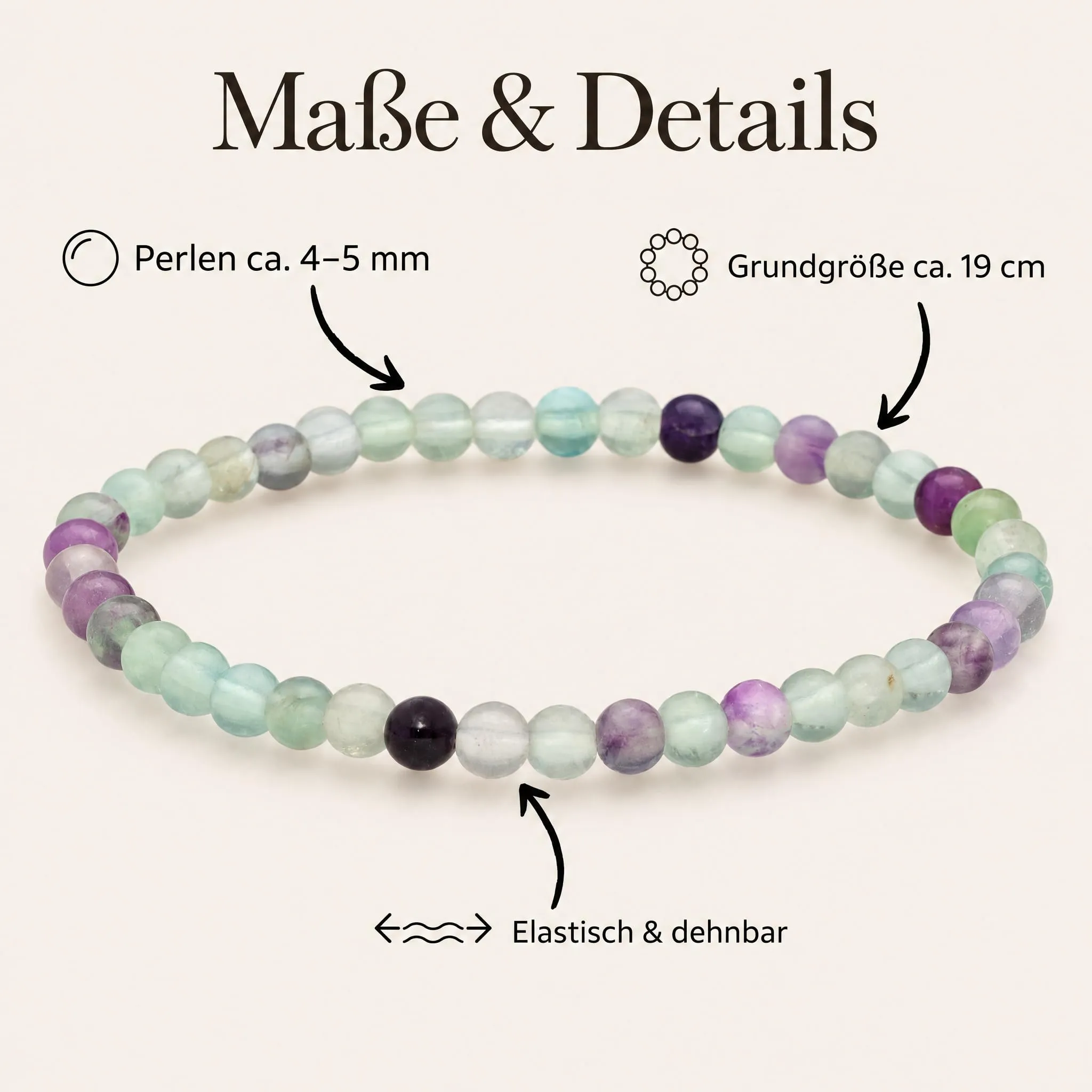 Lebensquelle Plus Mini bracciale con perline 4-5 mm Fluorite - immagine 7