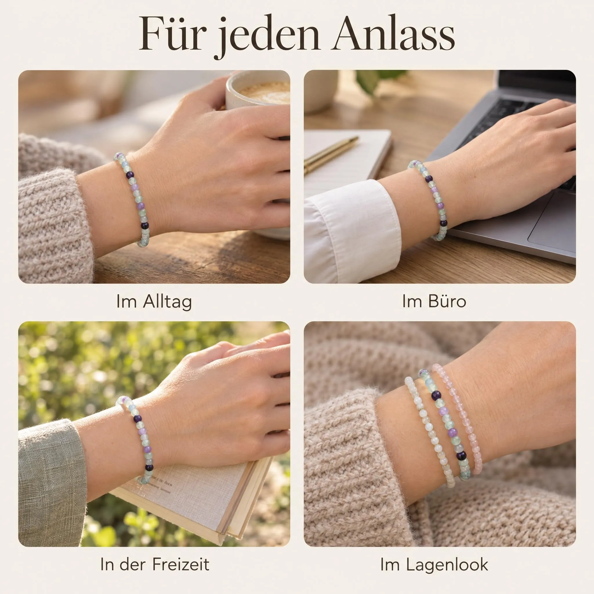 Lebensquelle Plus Mini bracciale con perline 4-5 mm Fluorite - immagine 8