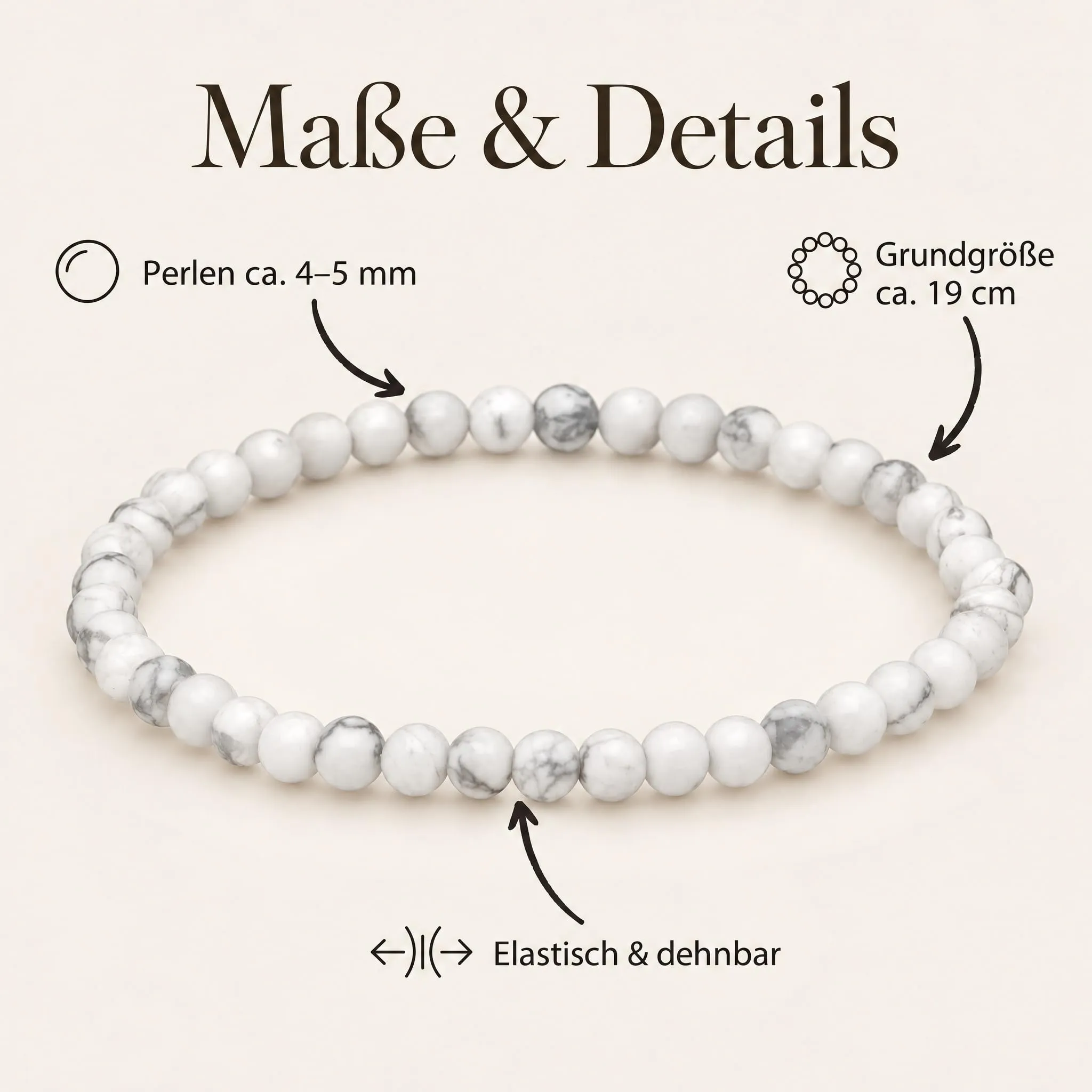 Lebensquelle Plus Mini Bracciale con Perline 4-5 mm Magnesite - immagine 6