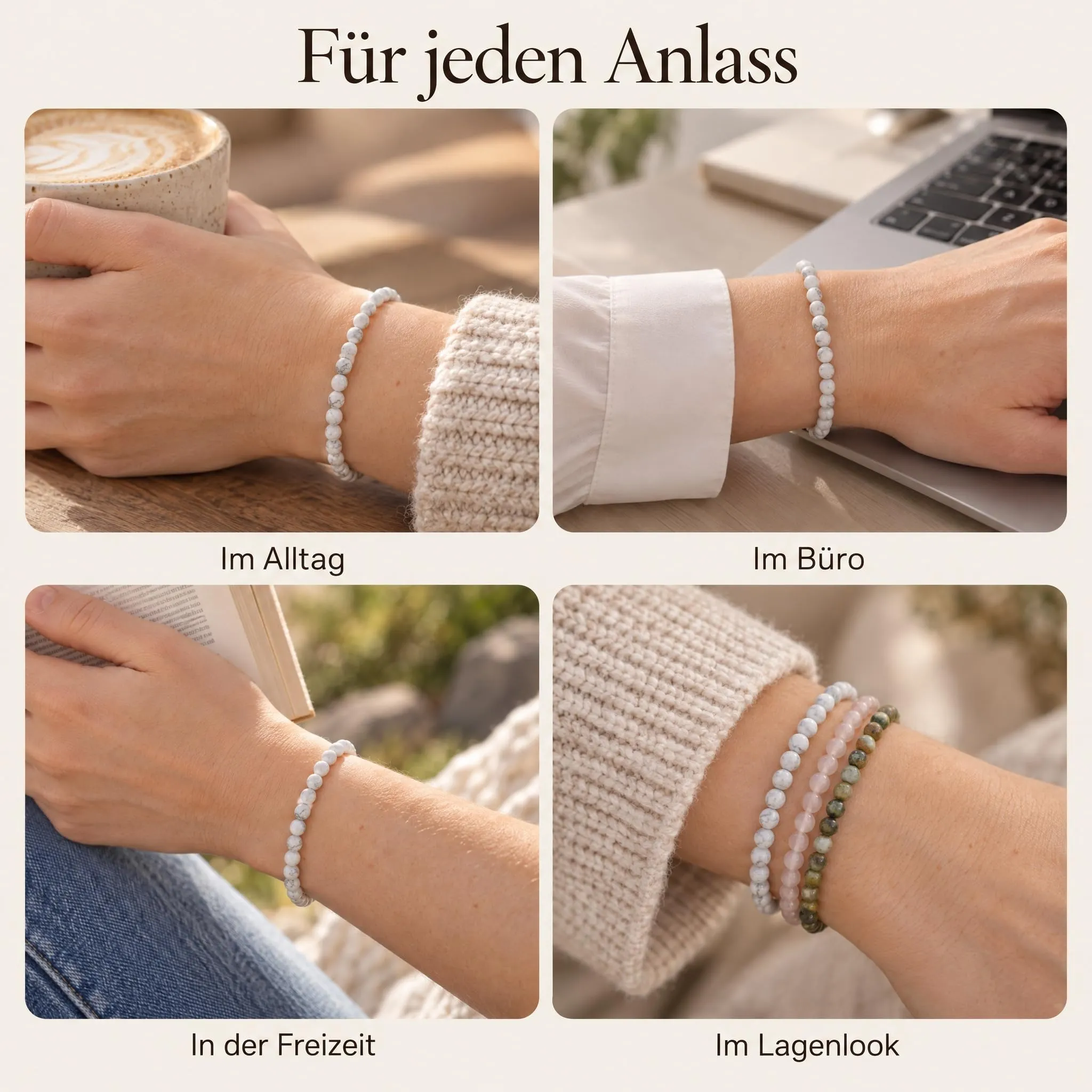 Lebensquelle Plus Mini Bracciale con Perline 4-5 mm Magnesite - immagine 7
