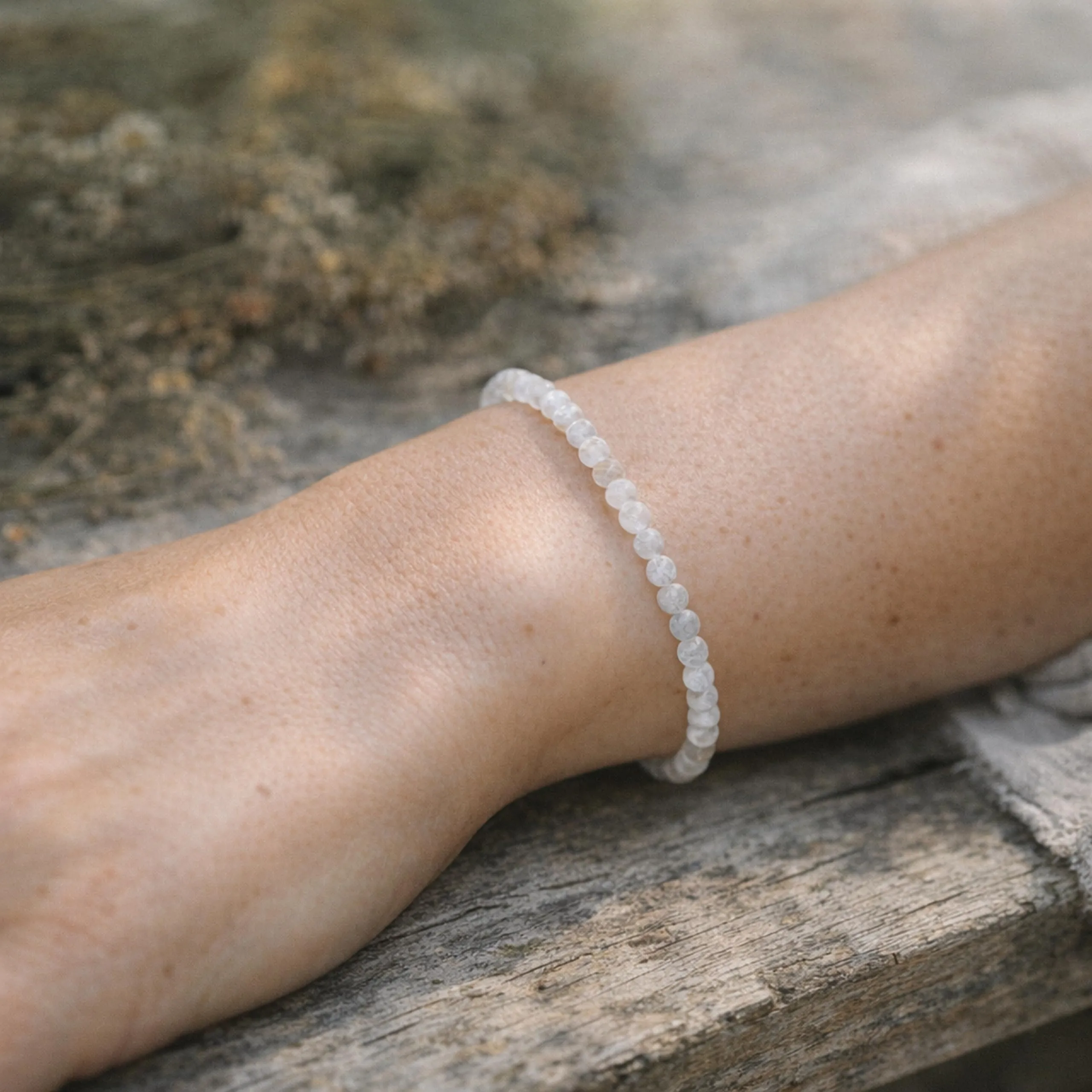 Lebensquelle Plus Mini Bracciale con Perline 4-5 mm Pietra di Luna Arcobaleno, 19 cm - immagine 2