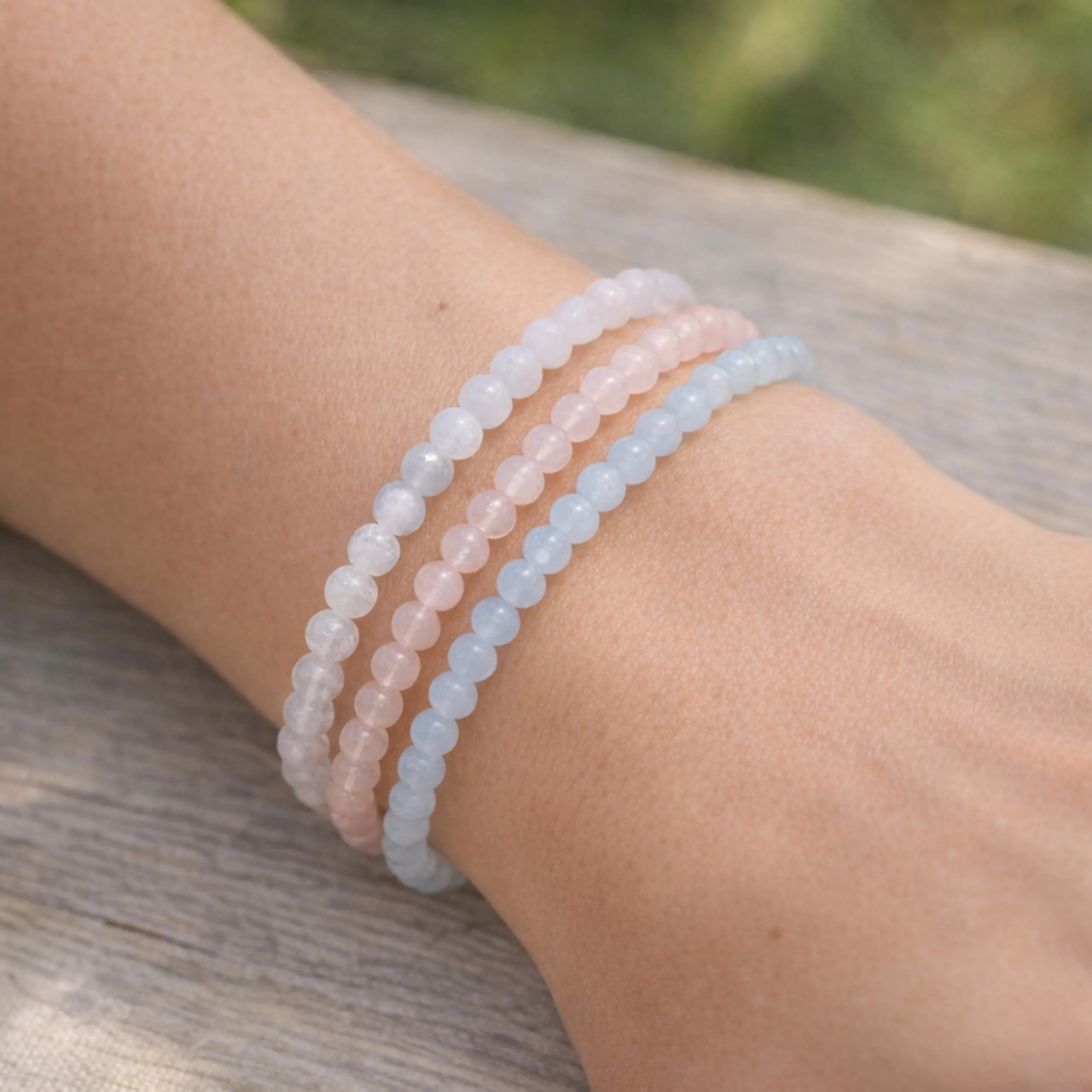 Lebensquelle Plus Mini Bracciale con Perline 4-5 mm Pietra di Luna Arcobaleno, 19 cm - immagine 5