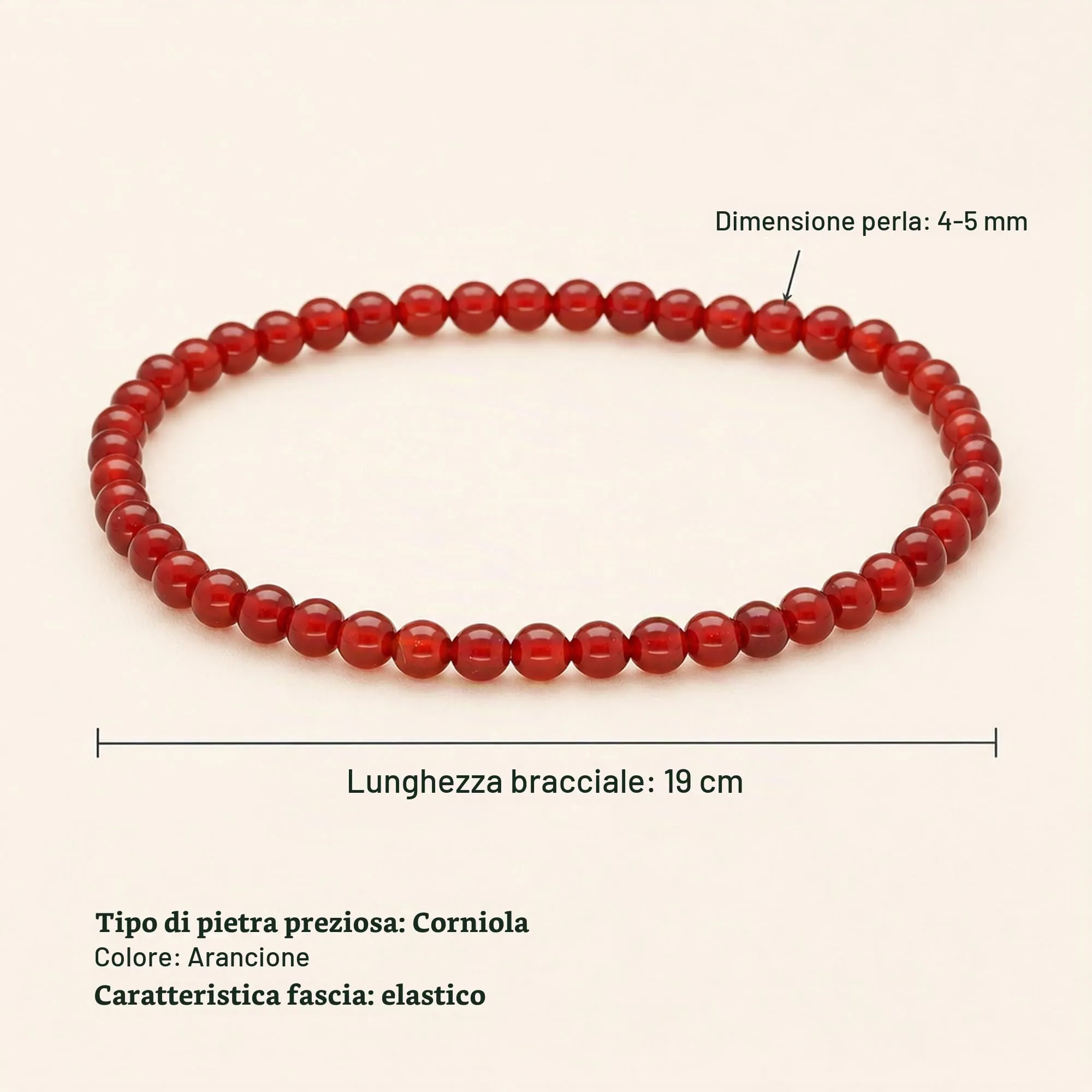 Lebensquelle Plus Mini Bracciale con perline 4-5 mm (Corniola) - immagine 3