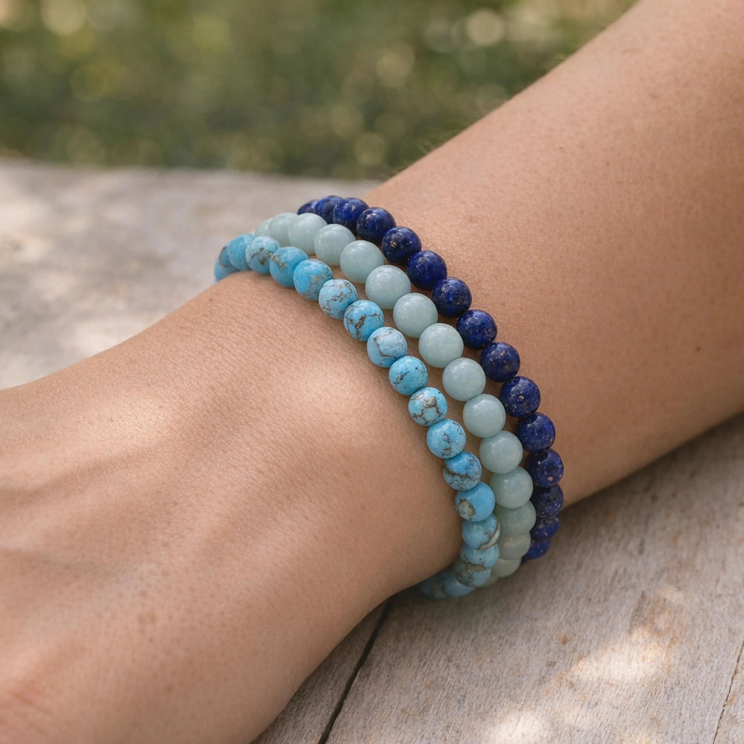 Lebensquelle Plus Mini bracciale con perline 4-5 mm, Turchese ricostituito, 19 cm - immagine 5