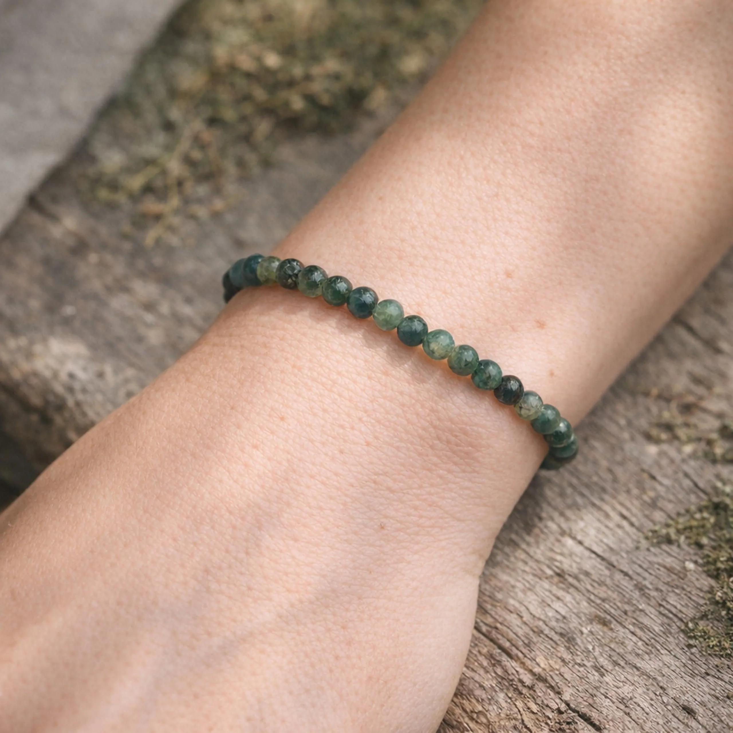 Lebensquelle Plus Mini Bracciale con Perline 4-5 mm - Agata Muschiata, 19 cm - immagine 2