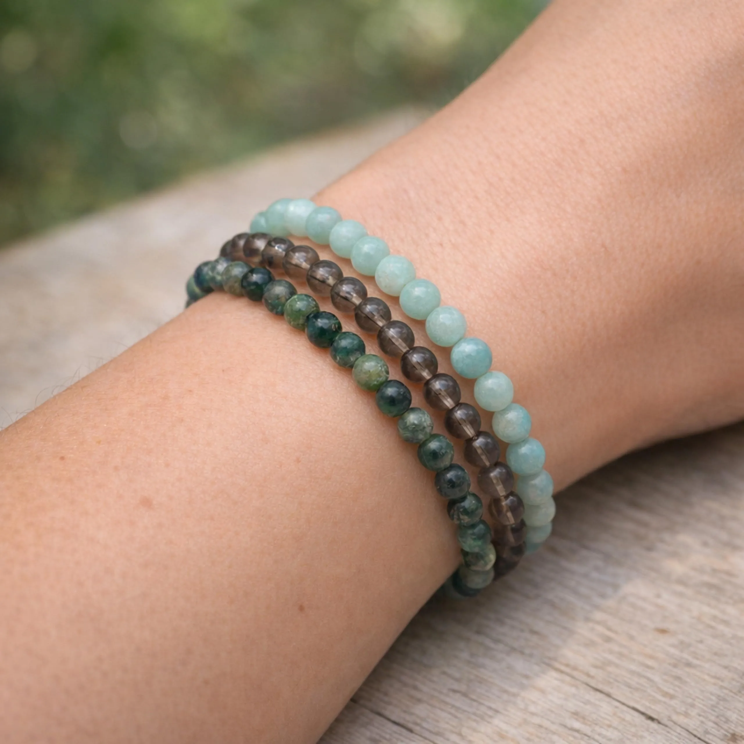Lebensquelle Plus Mini Bracciale con Perline 4-5 mm - Agata Muschiata, 19 cm - immagine 5