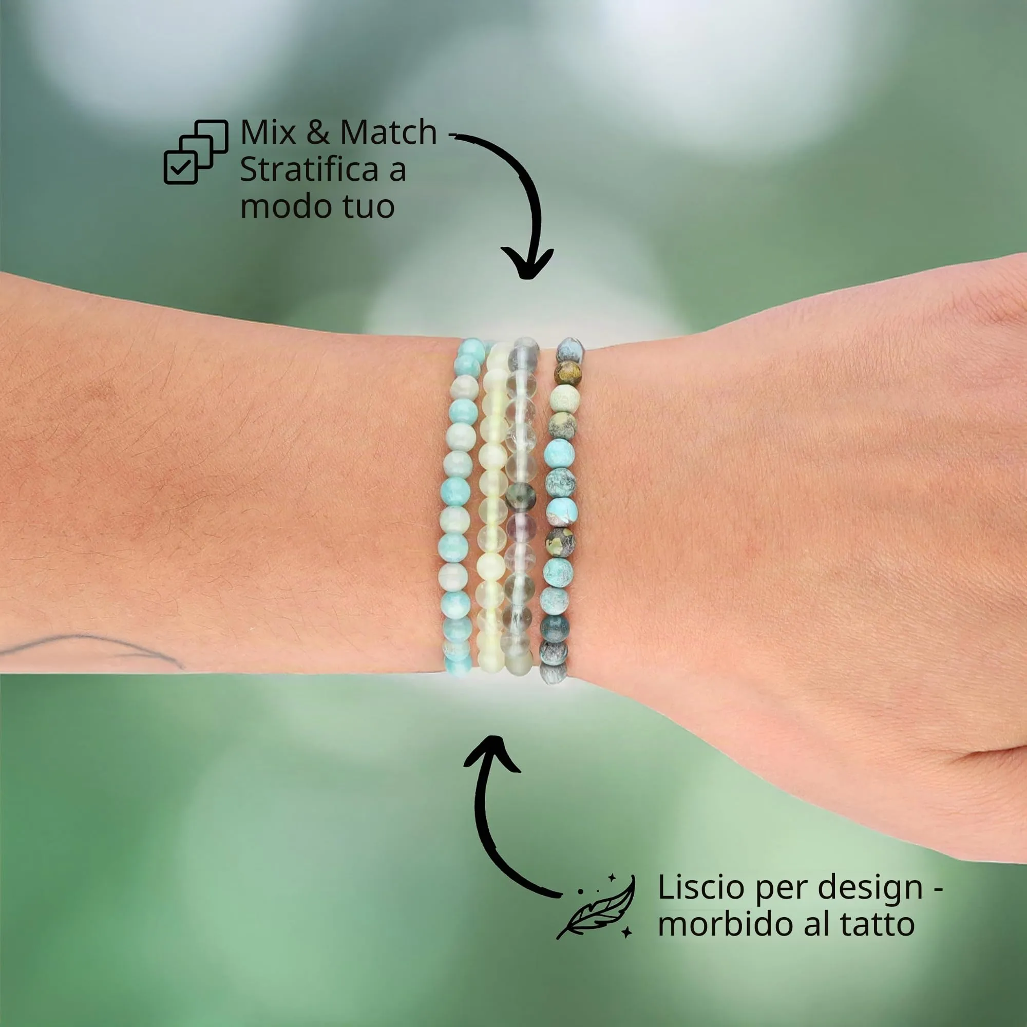 Lebensquelle Plus Mini bracciale con perline 4-5 mm Giada cinese - immagine 3