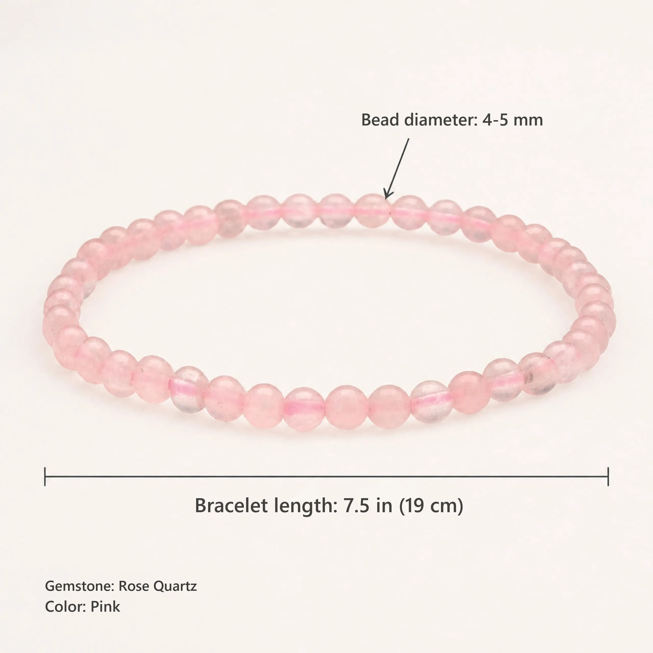 Lebensquelle Plus Mini bracciale con perline 4-5 mm (Quarzo rosa) - immagine 3
