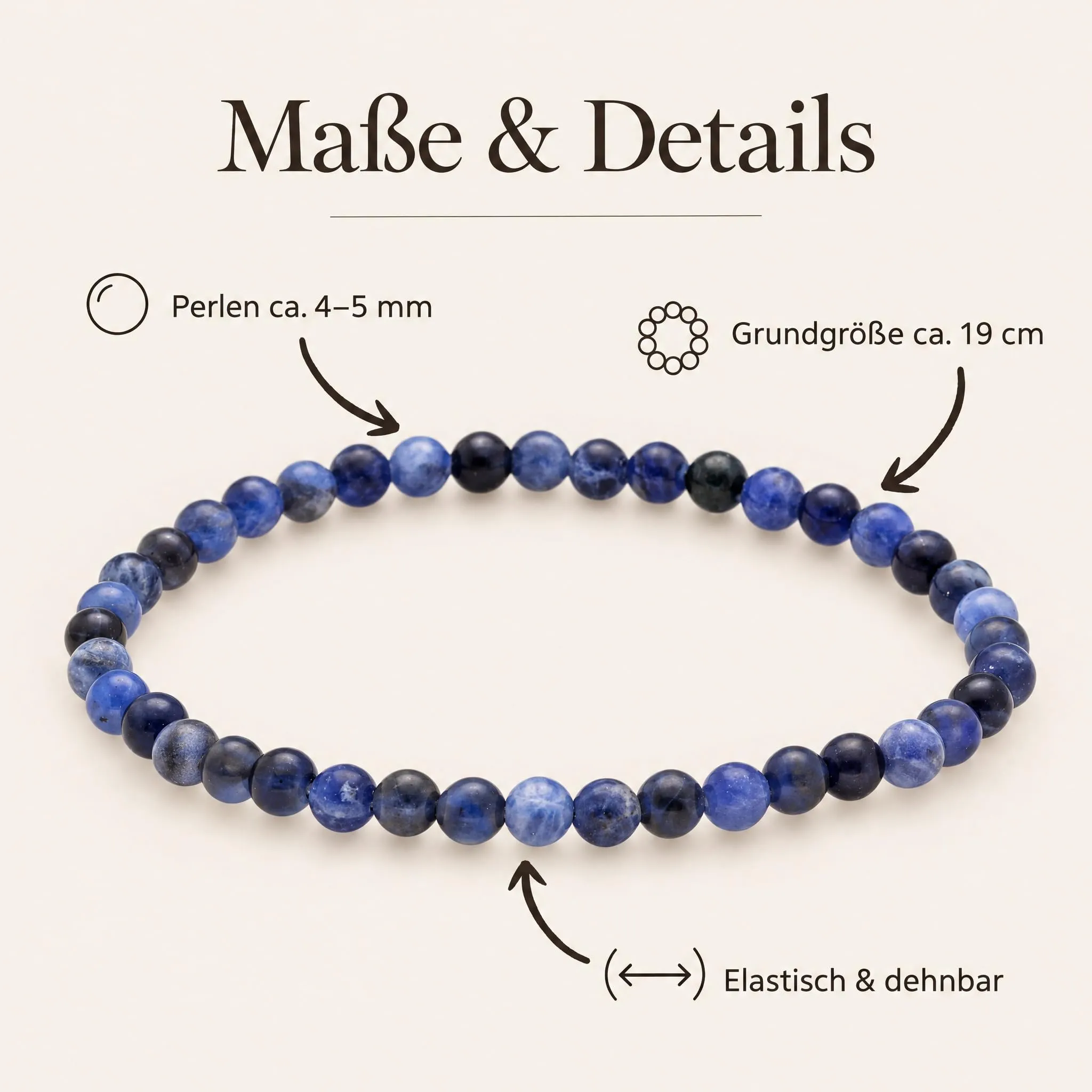 Lebensquelle Plus Mini Bracciale con Perline 4-5 mm (Sodalite) - immagine 7