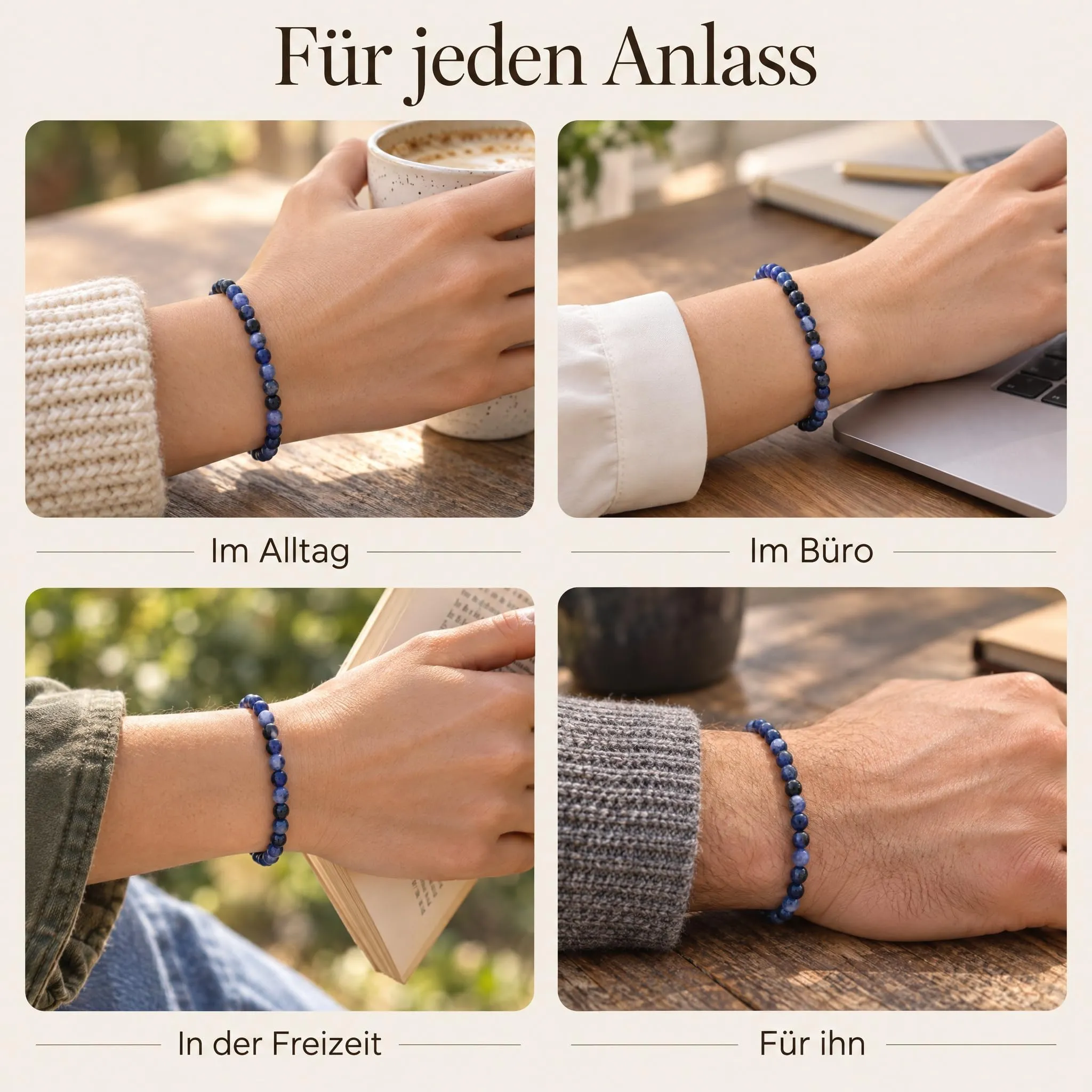 Lebensquelle Plus Mini Bracciale con Perline 4-5 mm (Sodalite) - immagine 8
