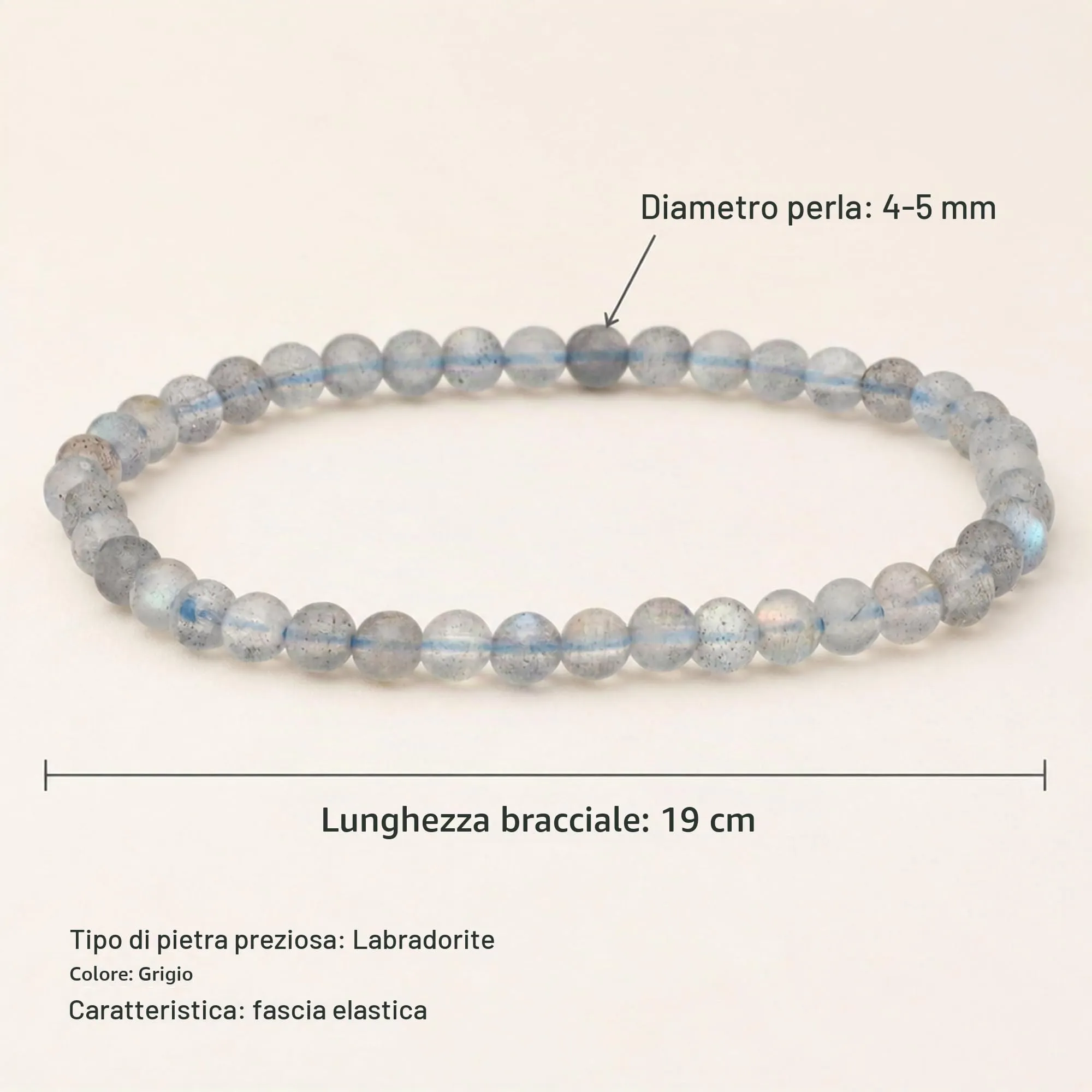 Lebensquelle Plus Mini Bracciale con Perline 4-5 mm - Labradorite - immagine 3