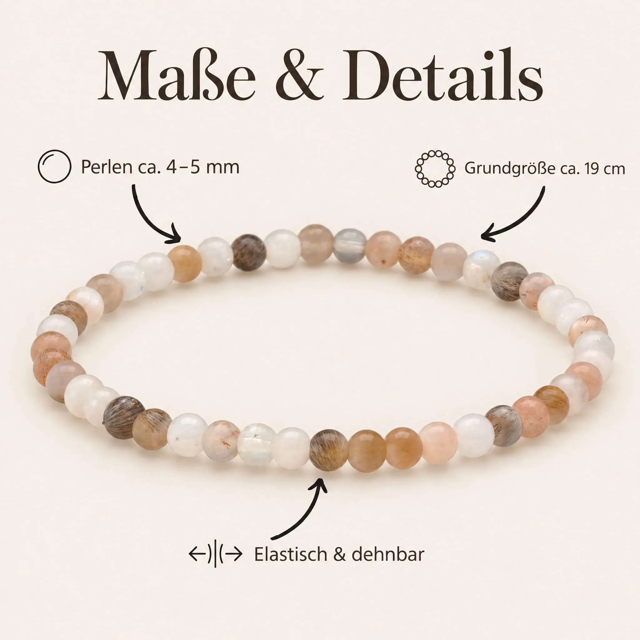 Lebensquelle Plus Mini bracciale con perline 4-5 mm (Mondstein), 19 cm - immagine 7