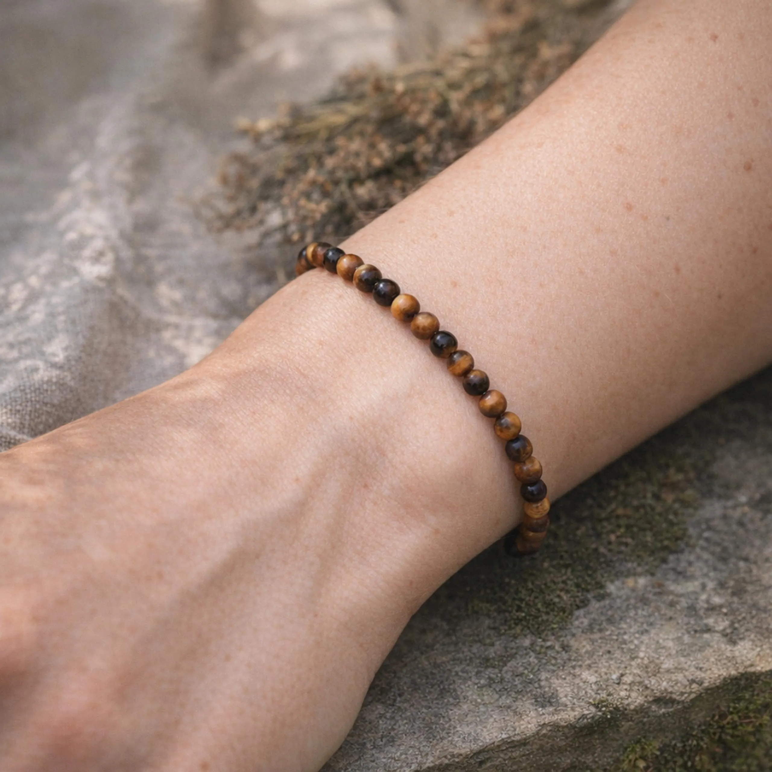 Lebensquelle Plus Mini Bracciale in Occhio di Tigre, perline 4-5 mm, 19 cm - immagine 2