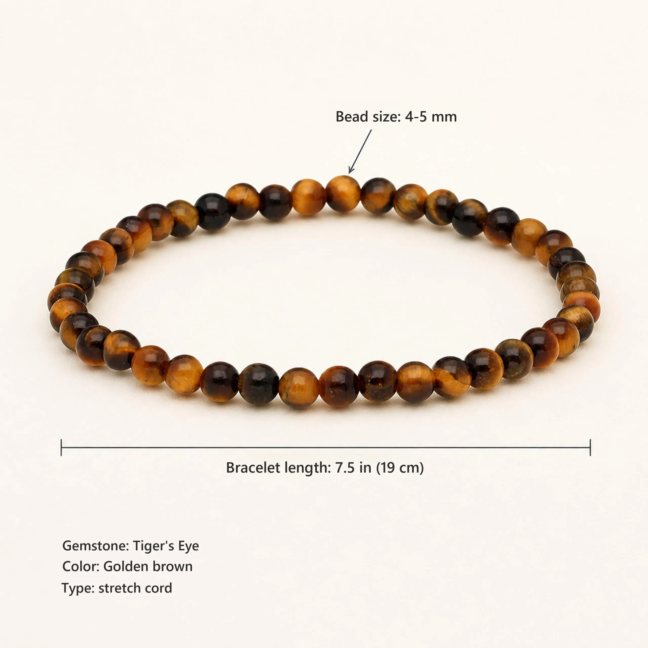 Lebensquelle Plus Mini Bracciale in Occhio di Tigre, perline 4-5 mm, 19 cm - immagine 3