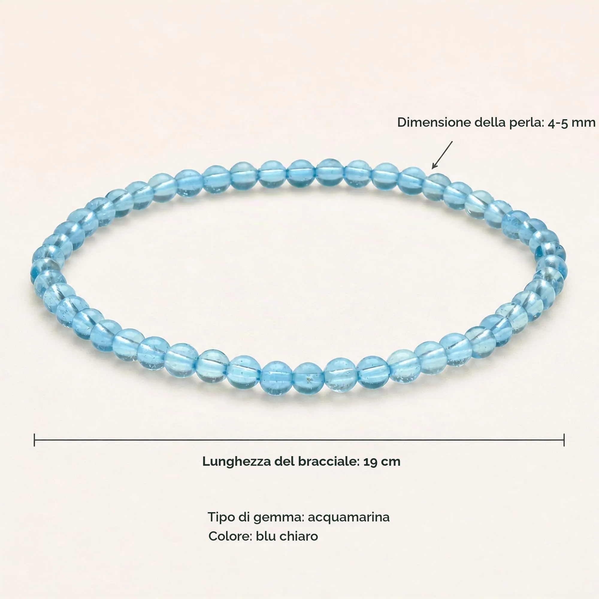 Lebensquelle Plus Mini Bracciale con Perline 4-5 mm Acquamarina - immagine 3