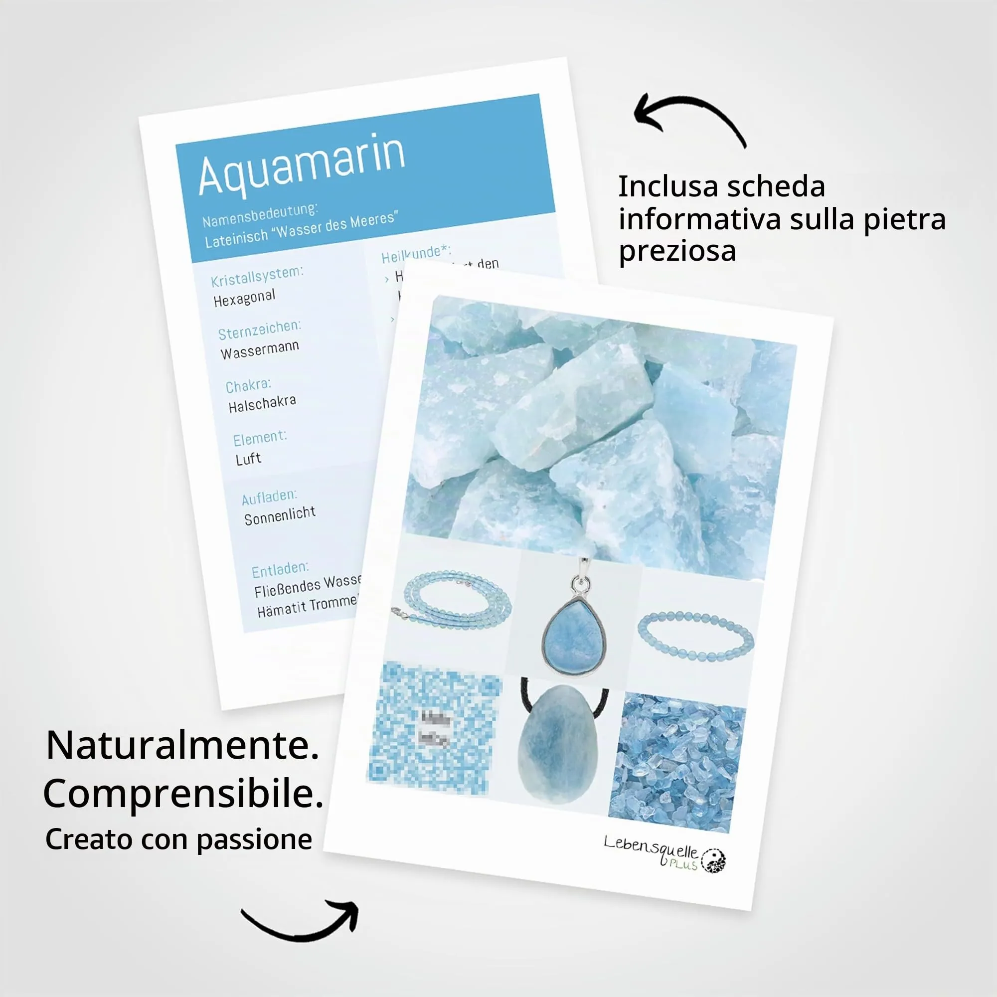 Lebensquelle Plus Mini Bracciale con Perline 4-5 mm Acquamarina - immagine 4