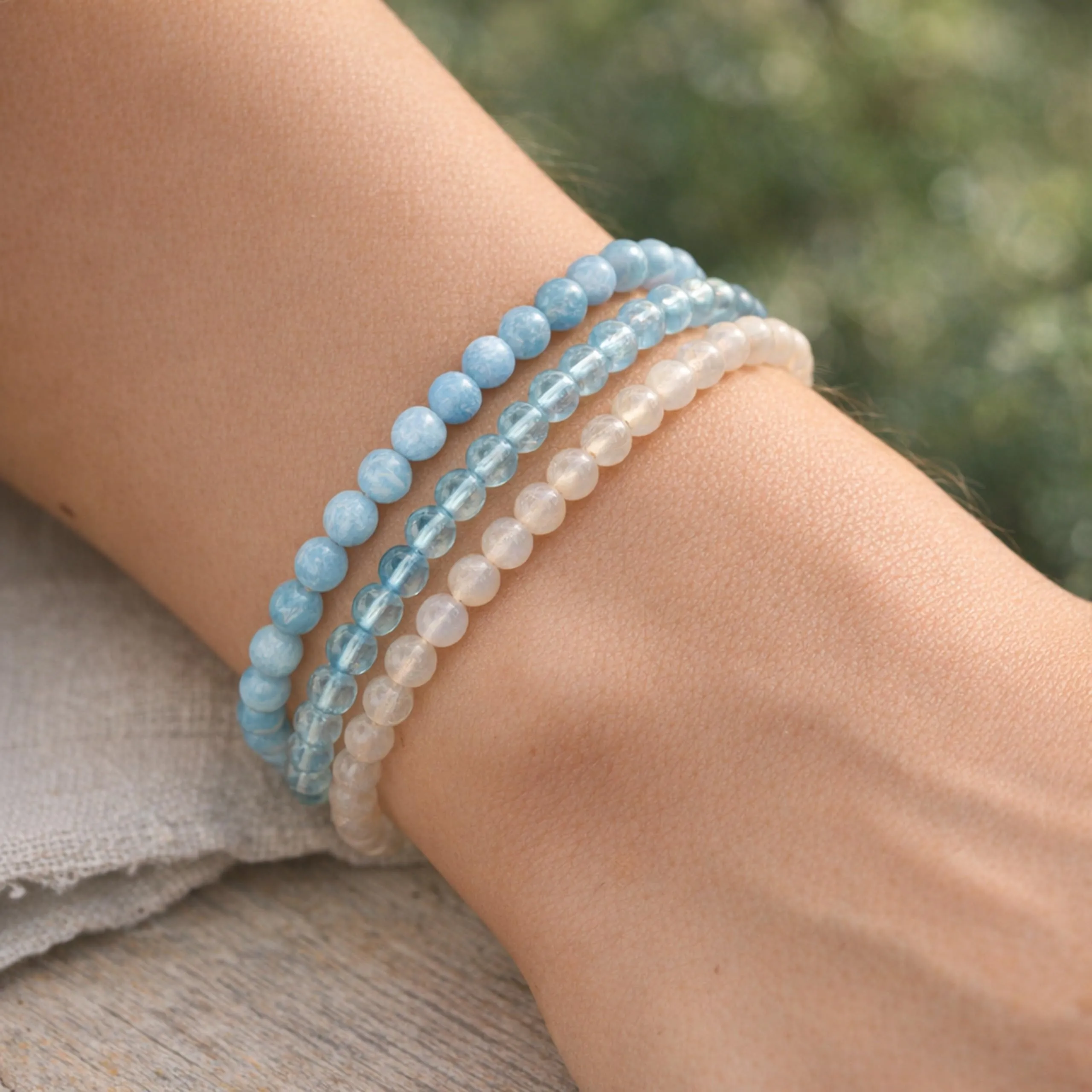 Lebensquelle Plus Mini Bracciale con Perline 4-5 mm Acquamarina - immagine 6