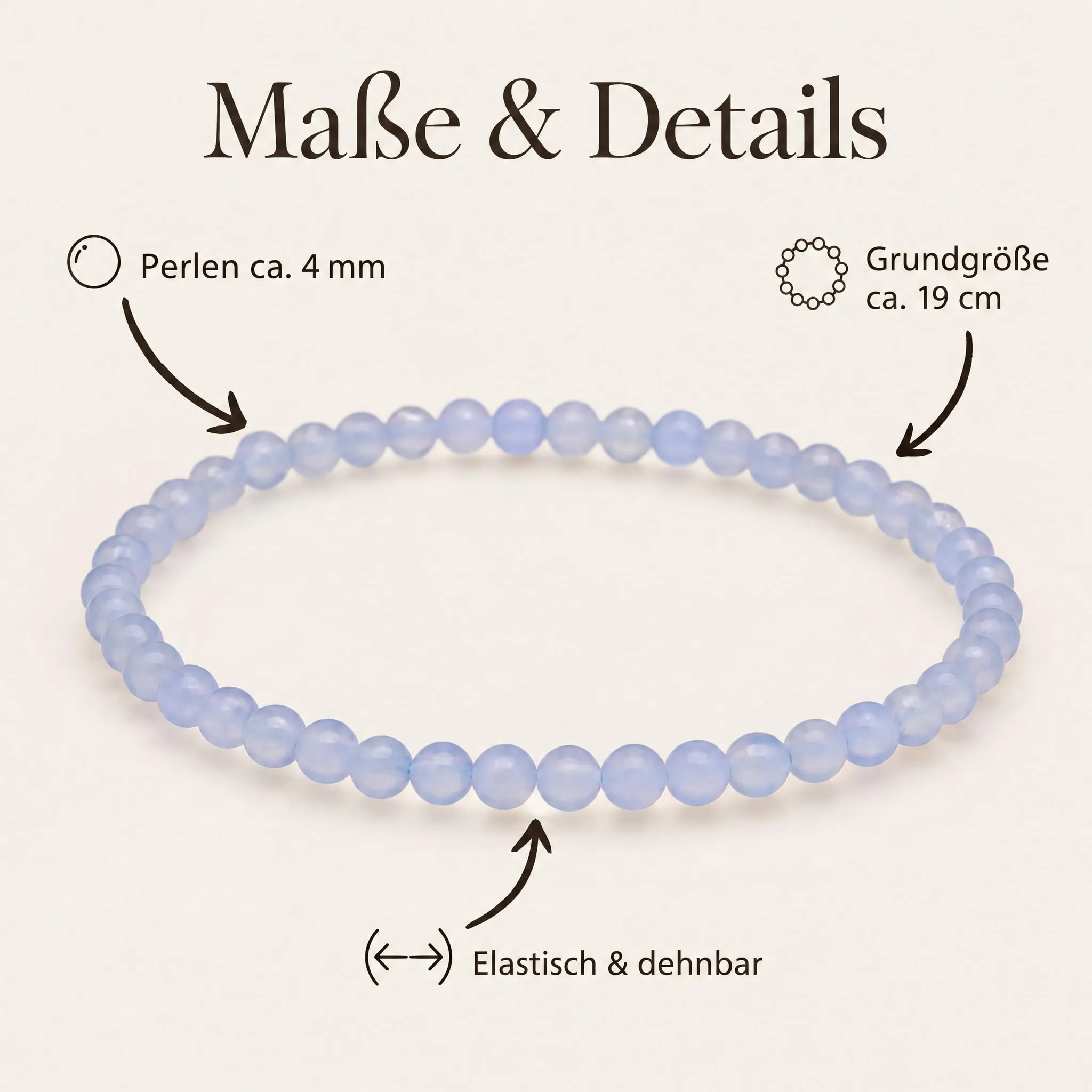 Lebensquelle Plus Mini bracciale con perline 4-5 mm, Calcedonio blu - immagine 7