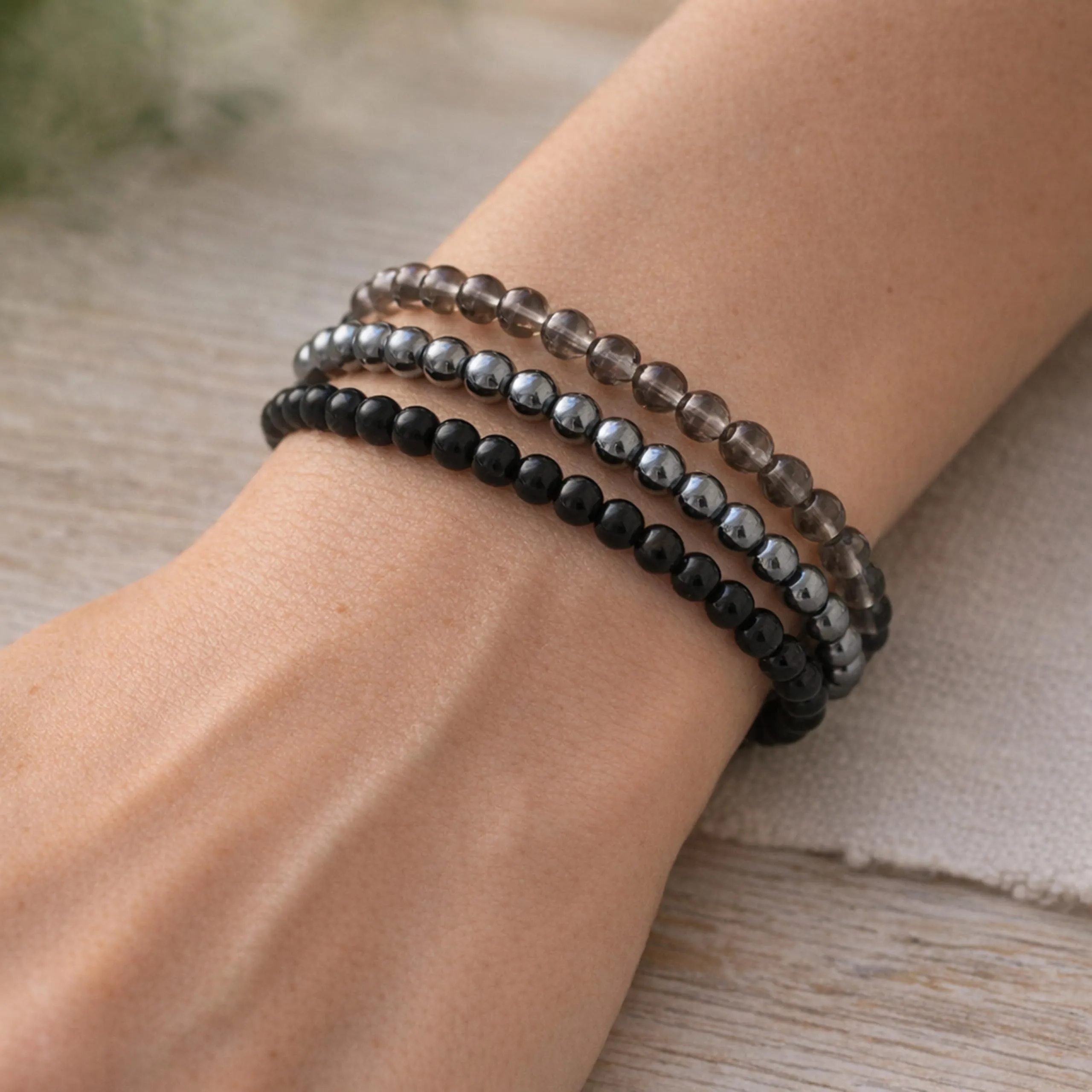 Lebensquelle Plus Bracciale in Tormalina Nera, perline 4-5 mm - immagine 6