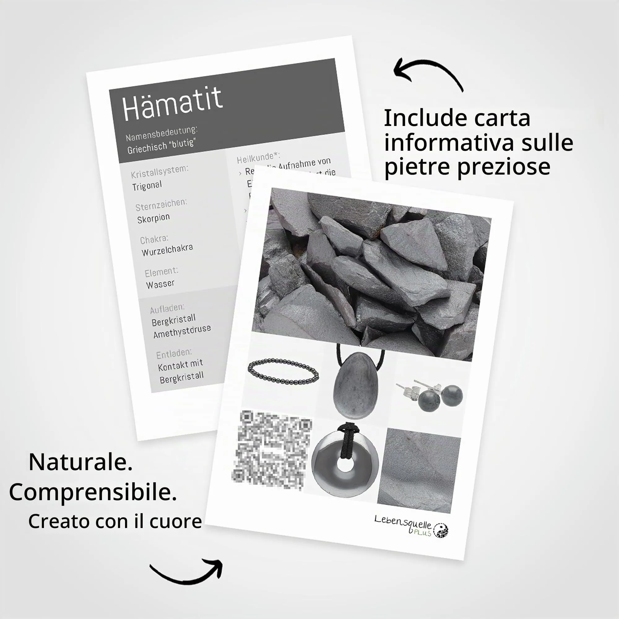 Lebensquelle Plus Mini Bracciale in Ematite, Perline 4-5 mm - immagine 4
